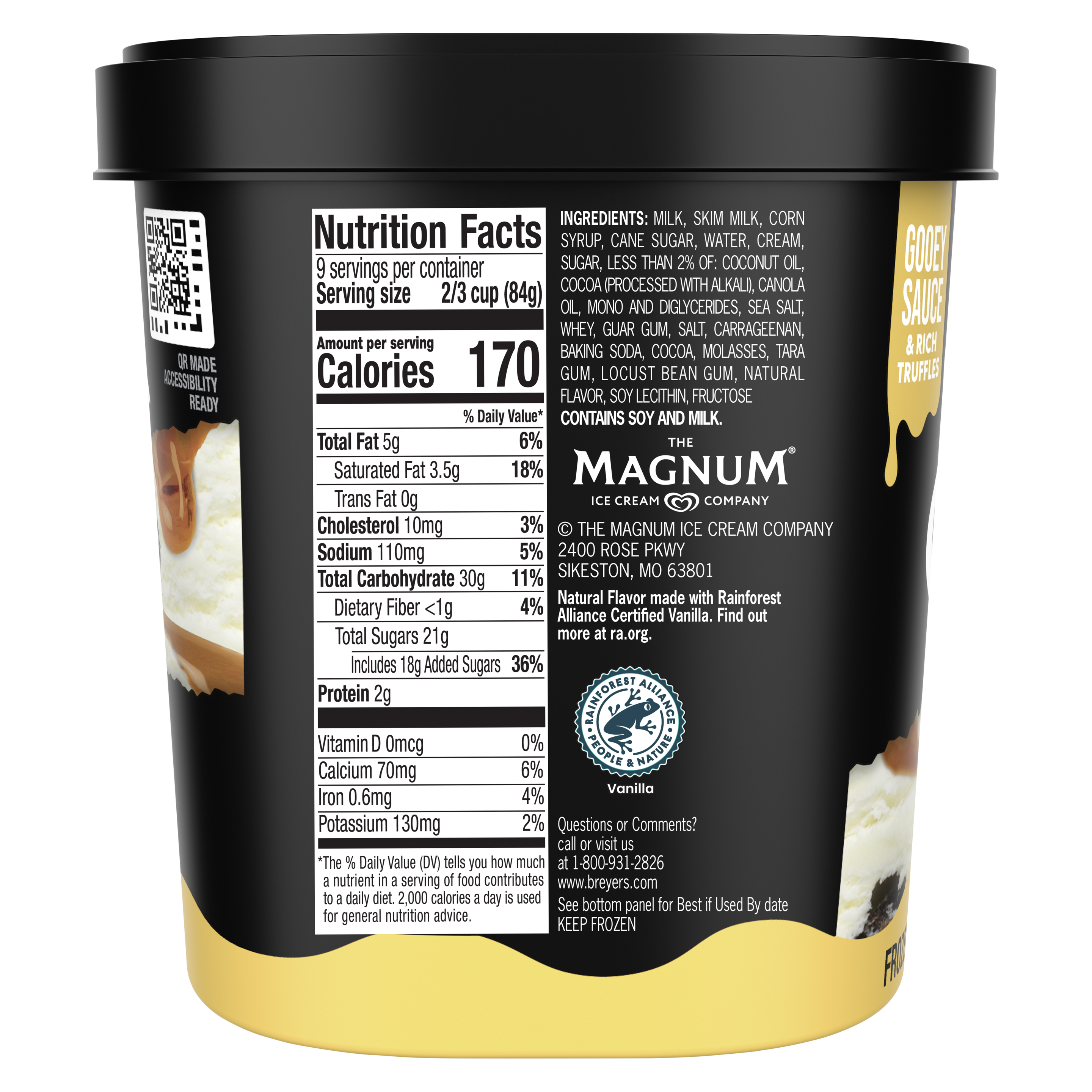 A visual showing the side of pack with badges and claims