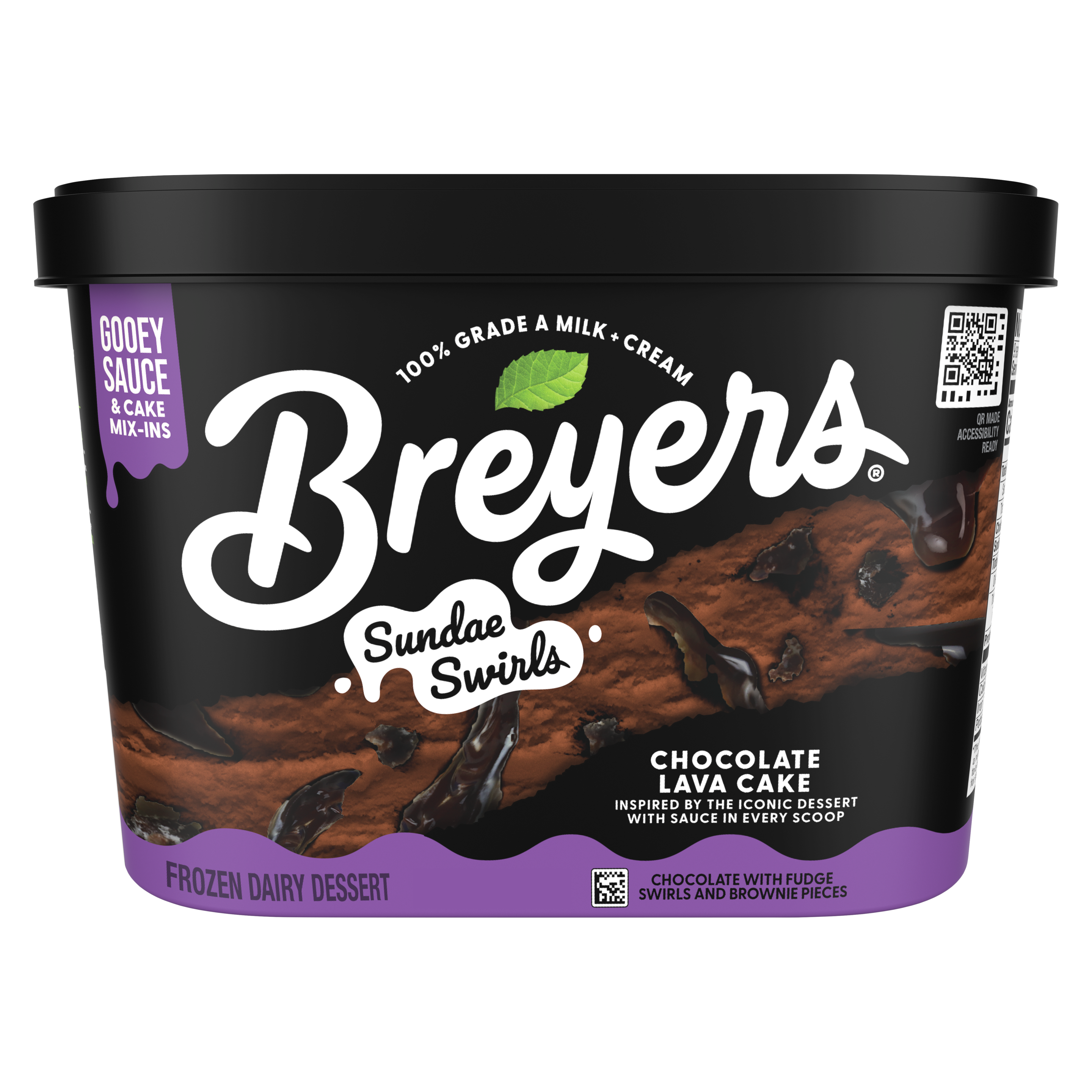 A 48 ounce tub of Breyers® Chocolate Lava Cake front of pack packshot