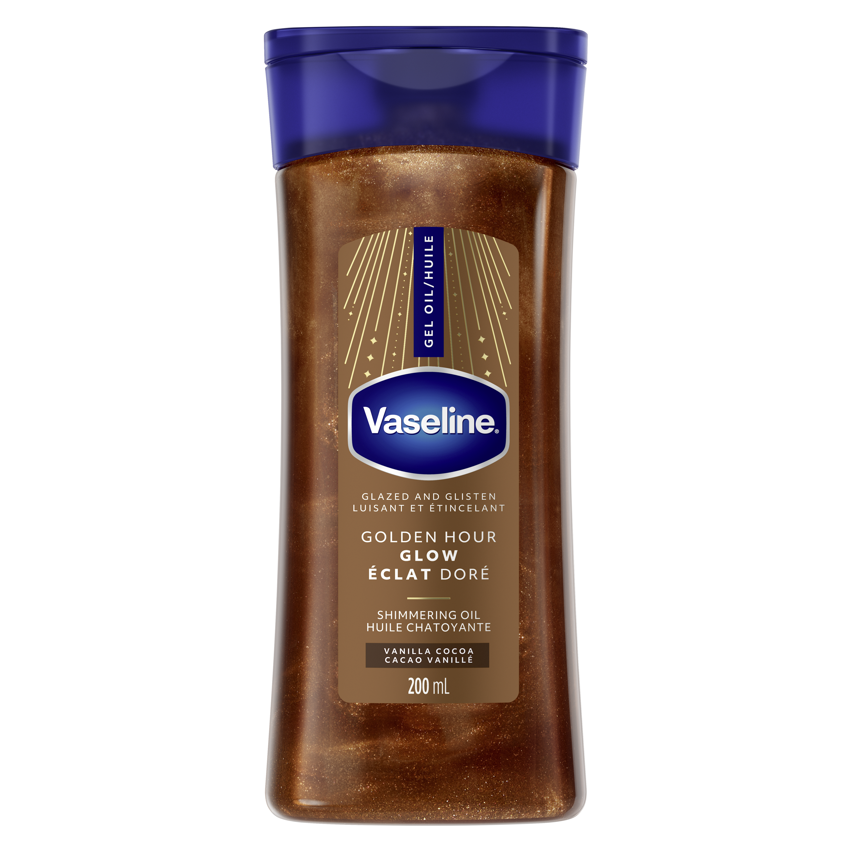 Vaseline® Golden Hour Glow Bronze Body Shimmer Gel Oil front of pack packshot