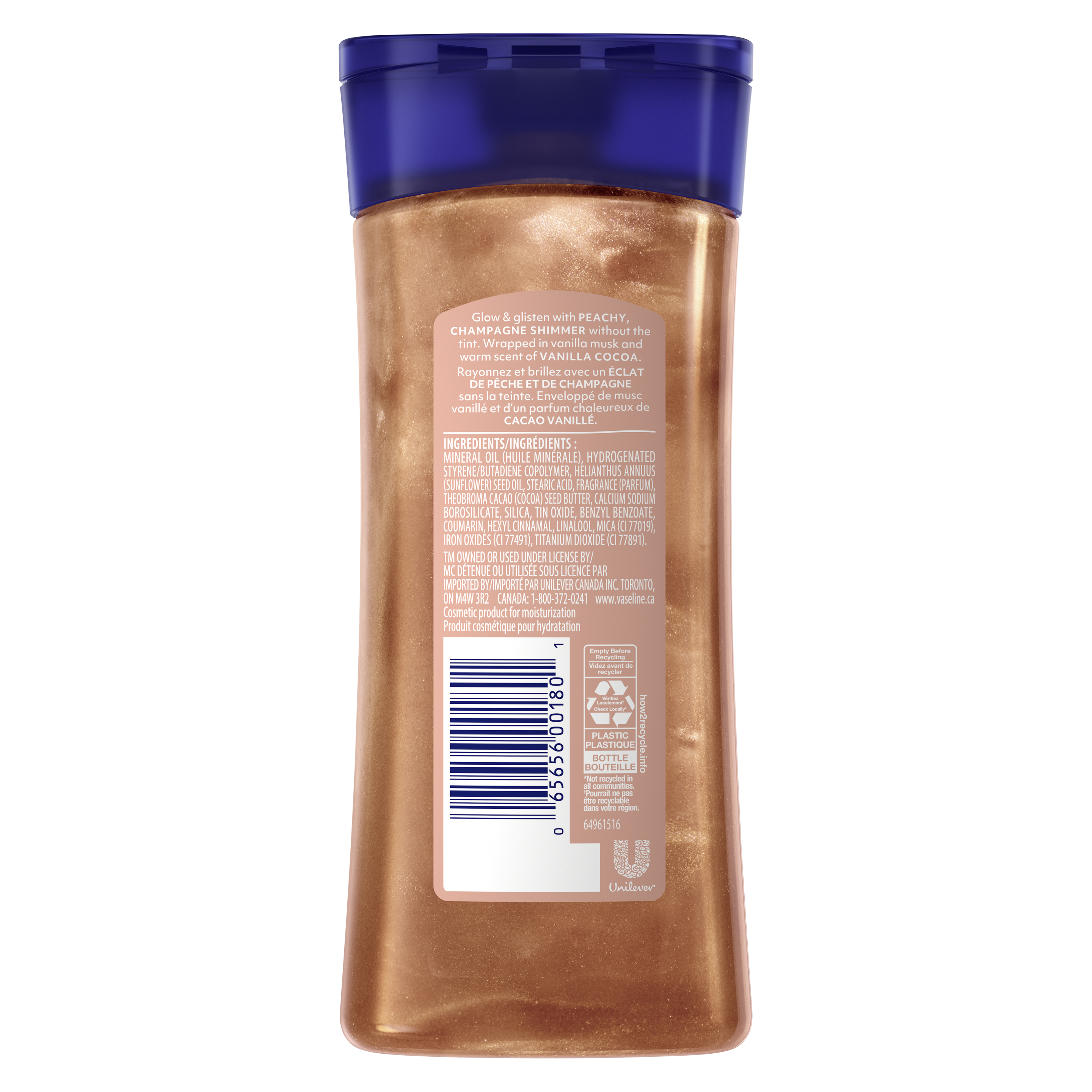 Vaseline® Sunlit Glow Shimmer Gel Oil back of pack
