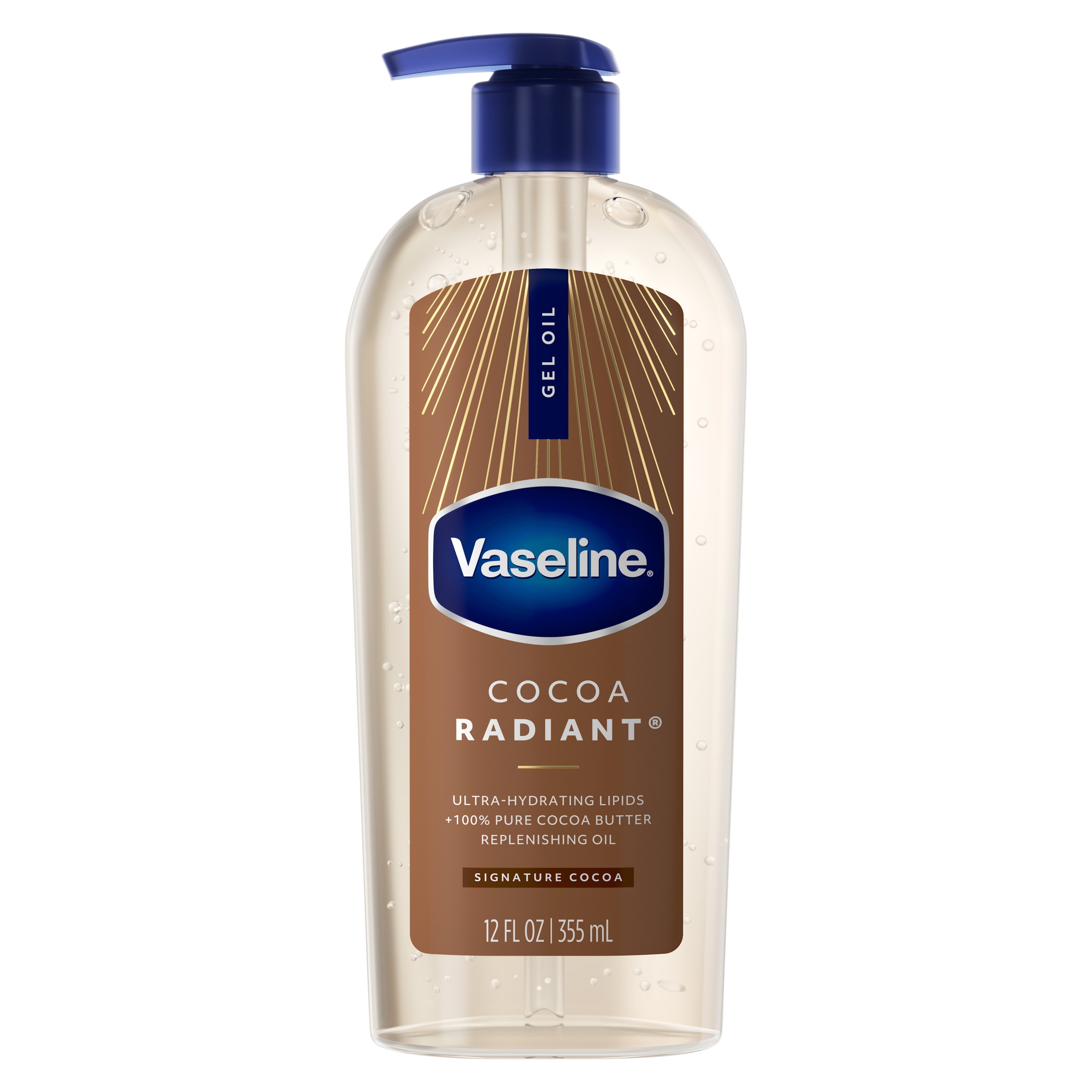 Vaseline® Intensive Care™ Cocoa Radiant Gel Oil front of pack