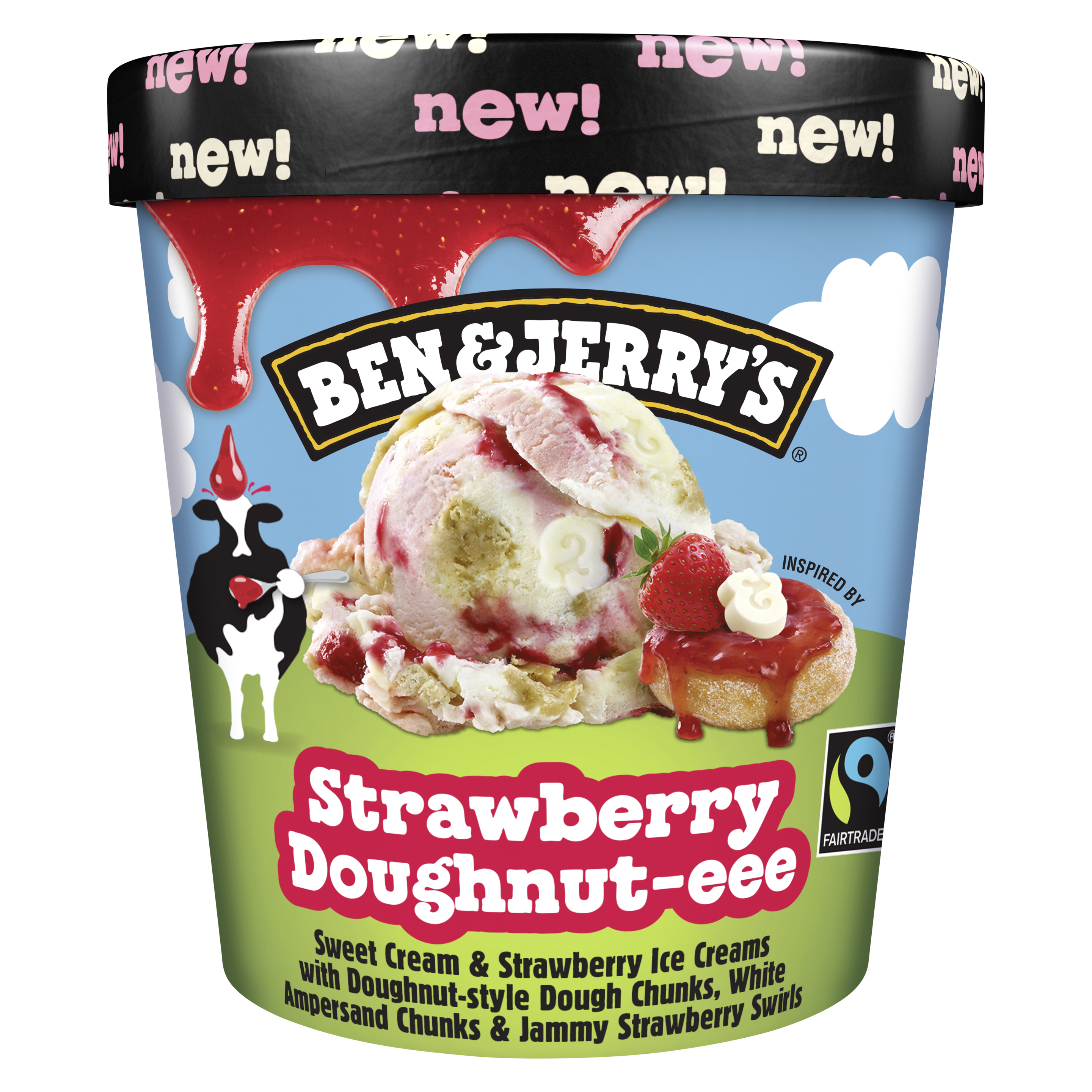 Ben & Jerry's Strawberry Doughnut-eee 465 ml packshot