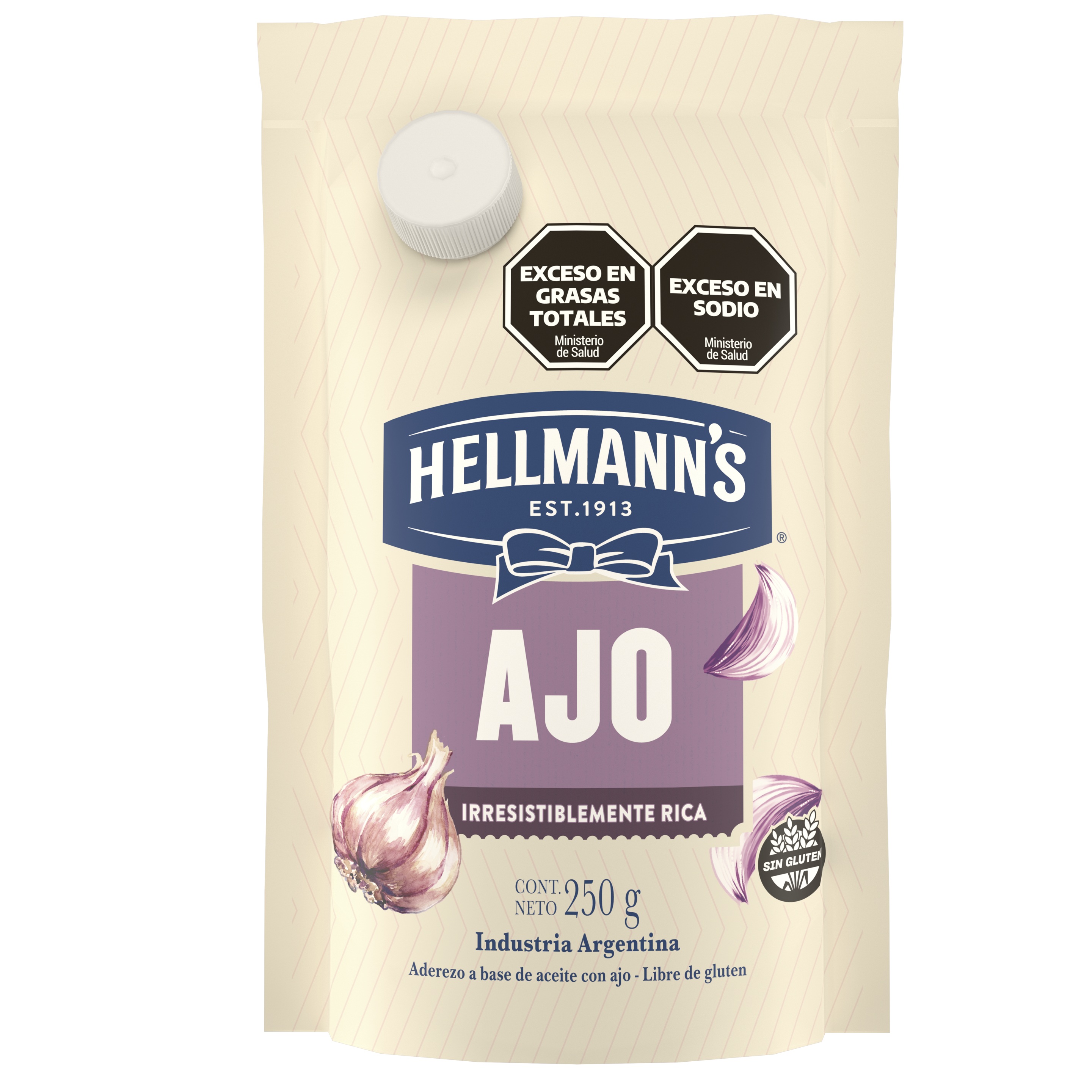 Imagen de envase Doypack de Hellmann's Ajo 250 gramos