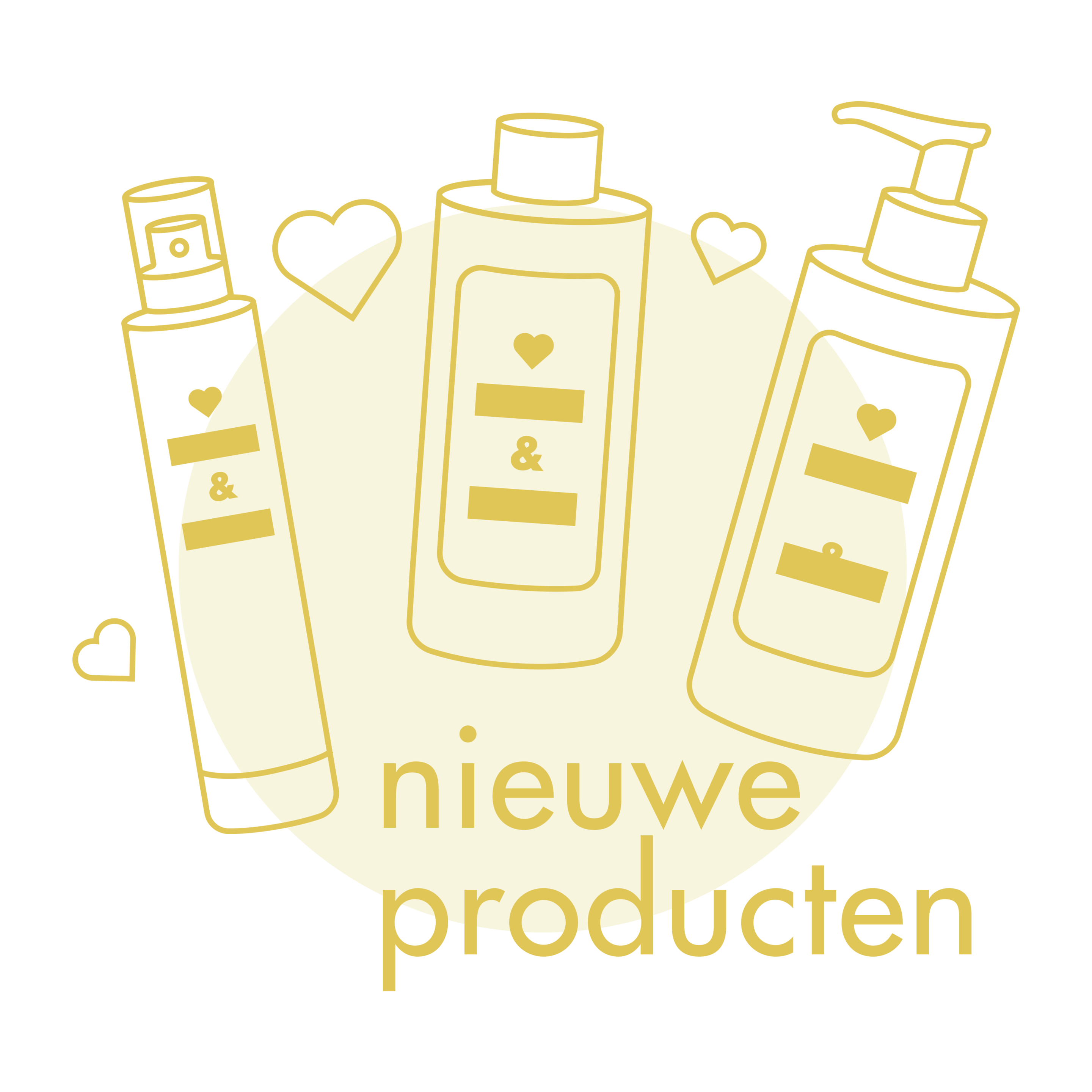 Tekening van flesjes en hartjes