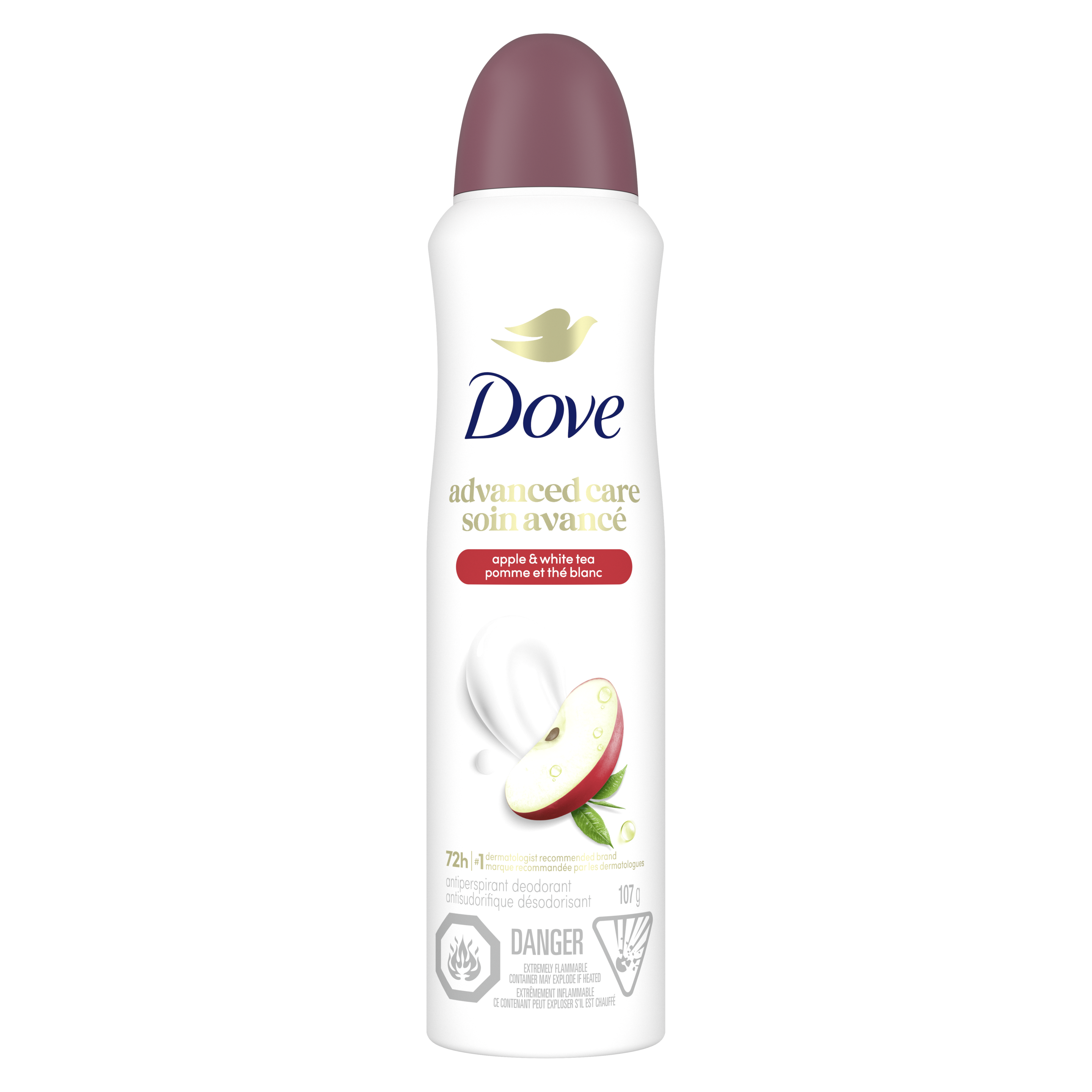 Advanced Care Dry Spray Antiperspirant Apple and White Tea Scent 107g Front