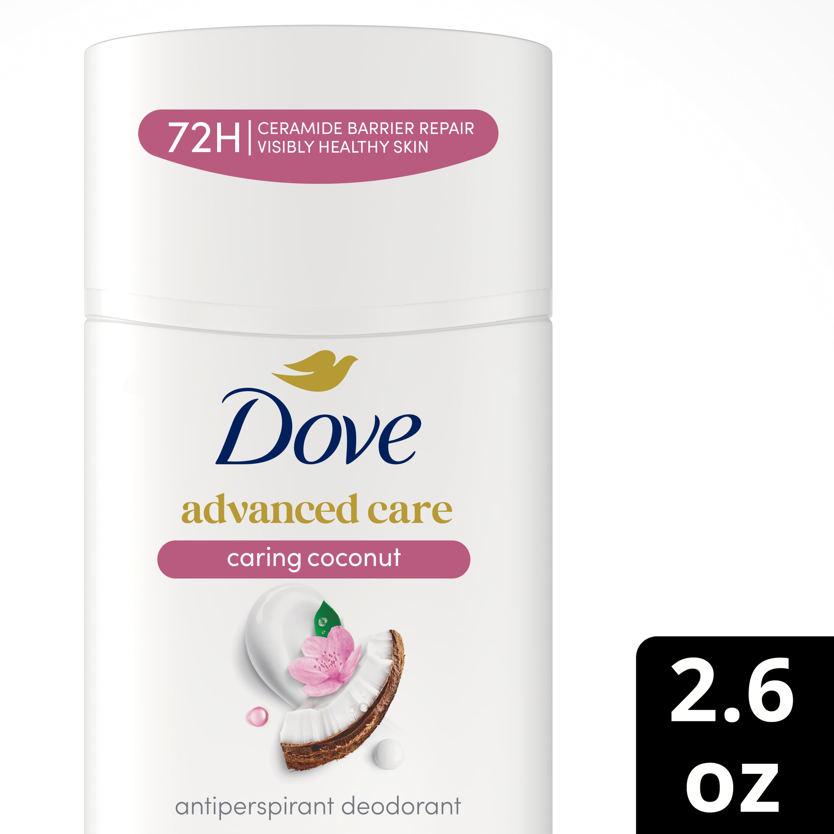 Dove Advanced Care Caring Coconut Antiperspirant Deodorant Stick  2.6 oz packshot