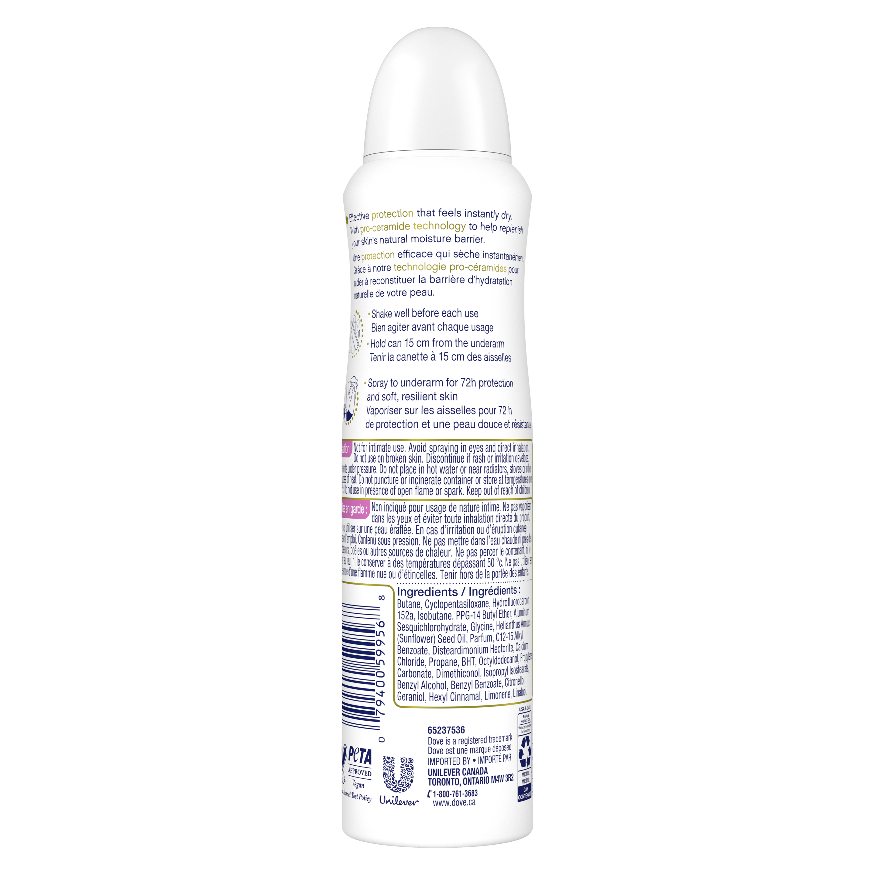 Advanced Care Invisible Clear Finish Antiperspirant Dry Spray 107g Back