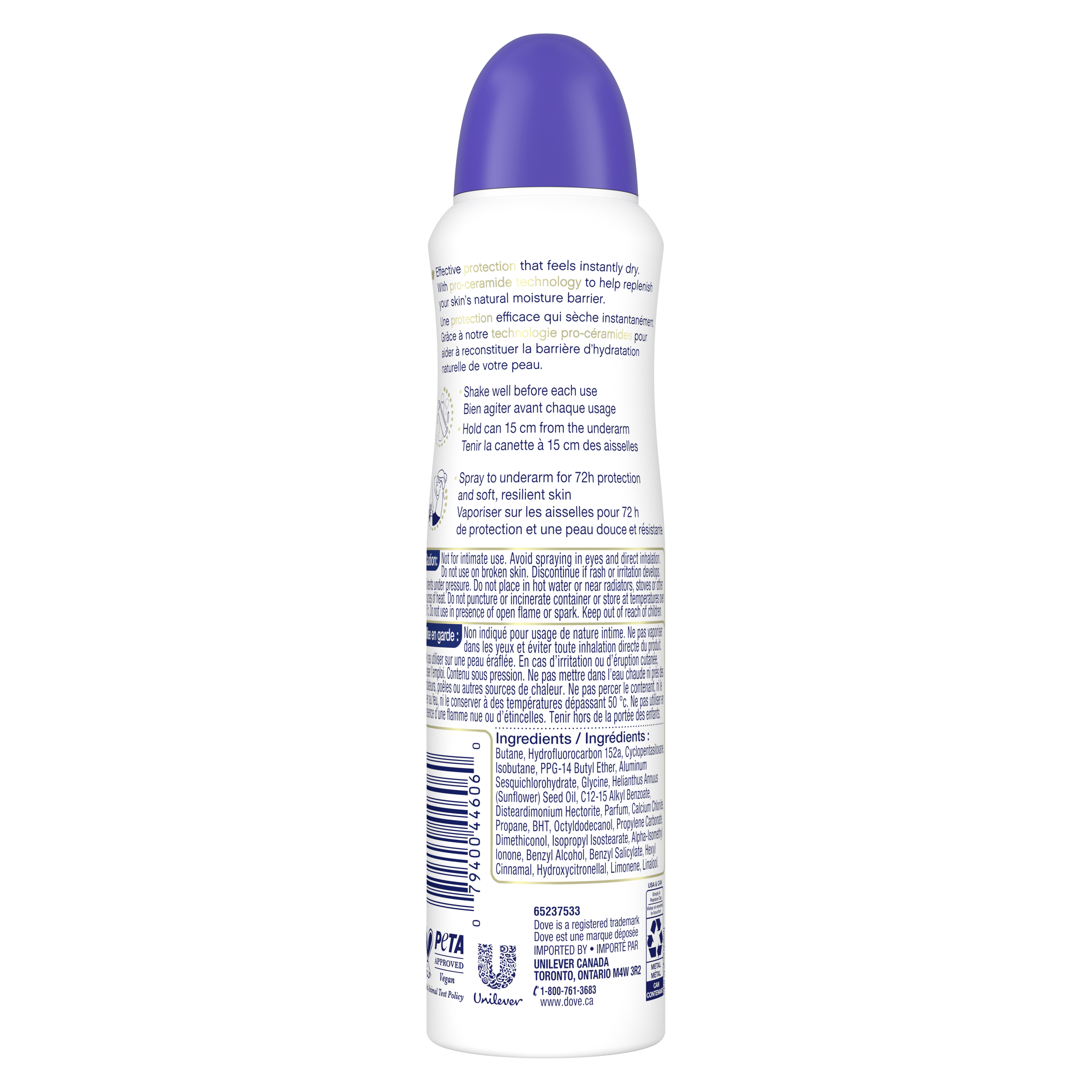 Advanced Care Dry Spray Antiperspirant Original 107g Back