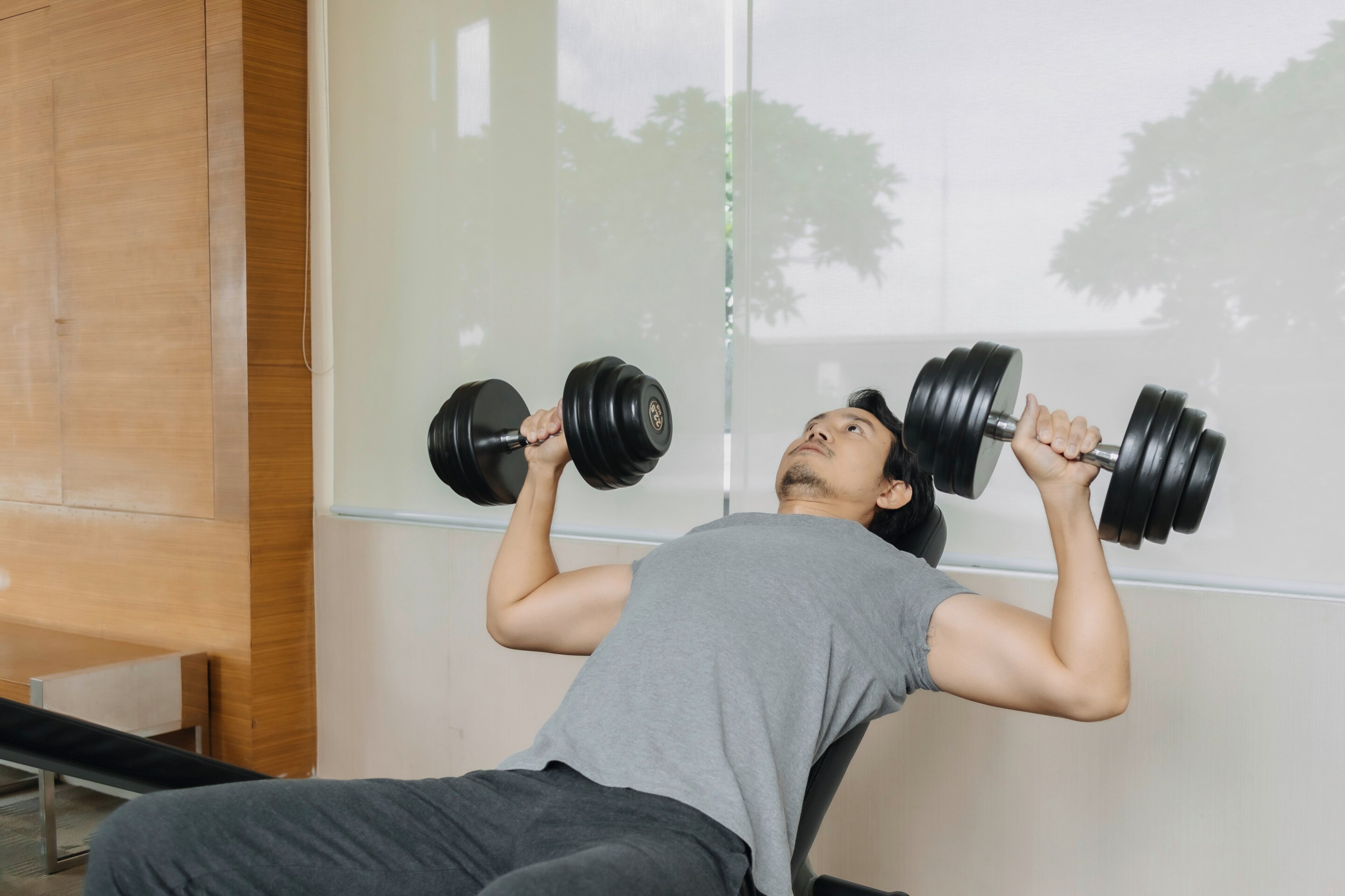 Man working out with weights.