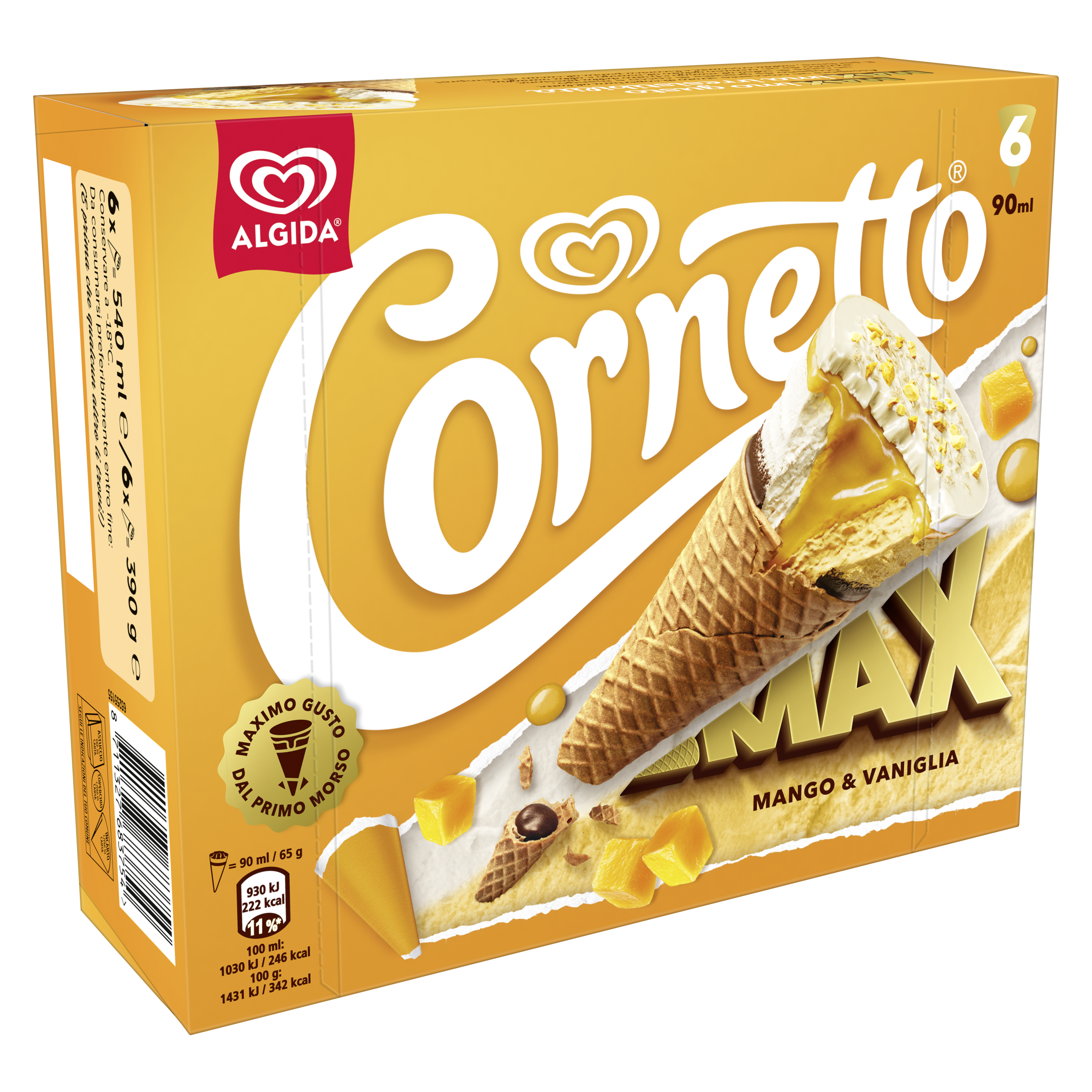 CORNETTO MAX MANGO & VANIGLIA X6 packshot