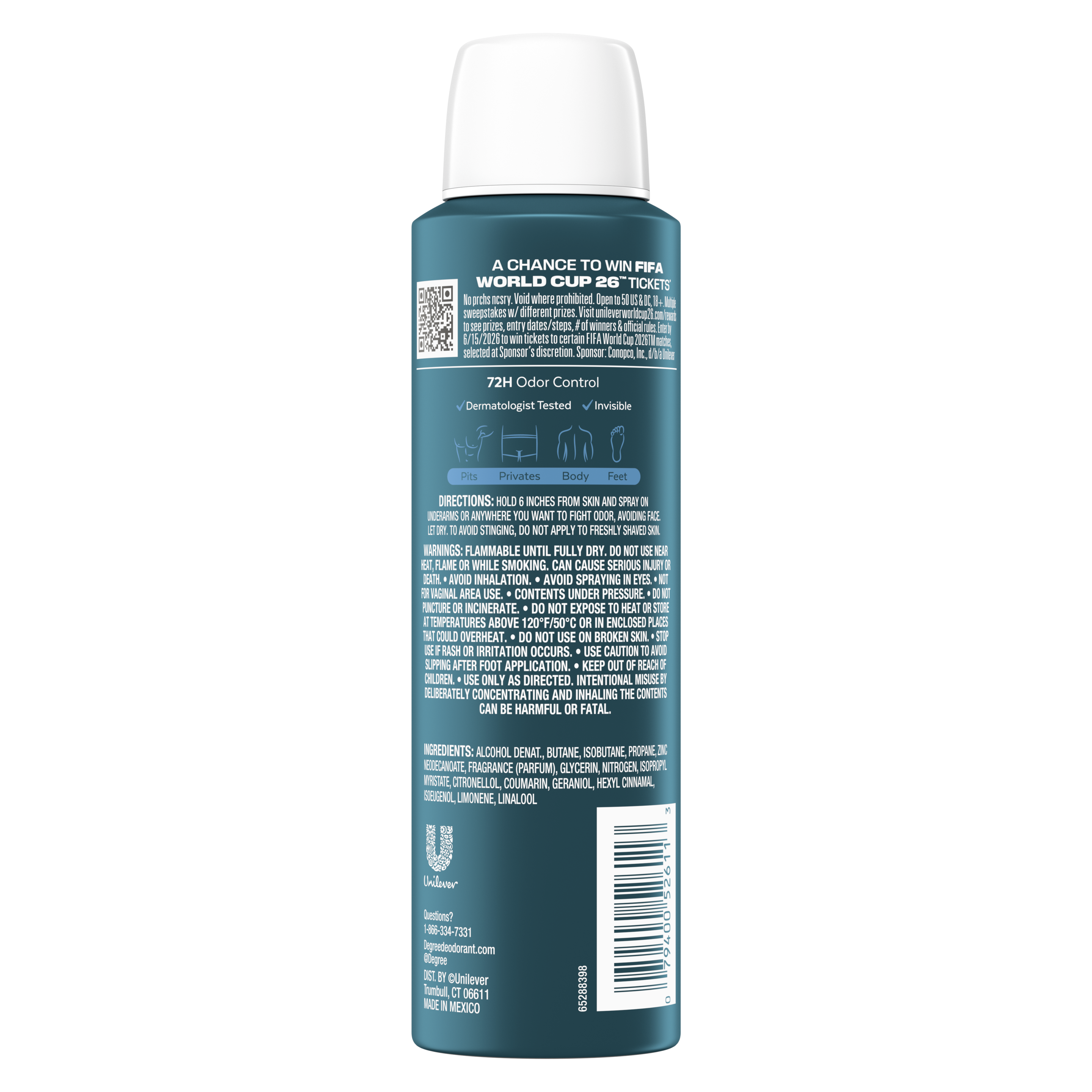 Cool Rush Whole Body Deodorant Spray For Men, Aluminum Free