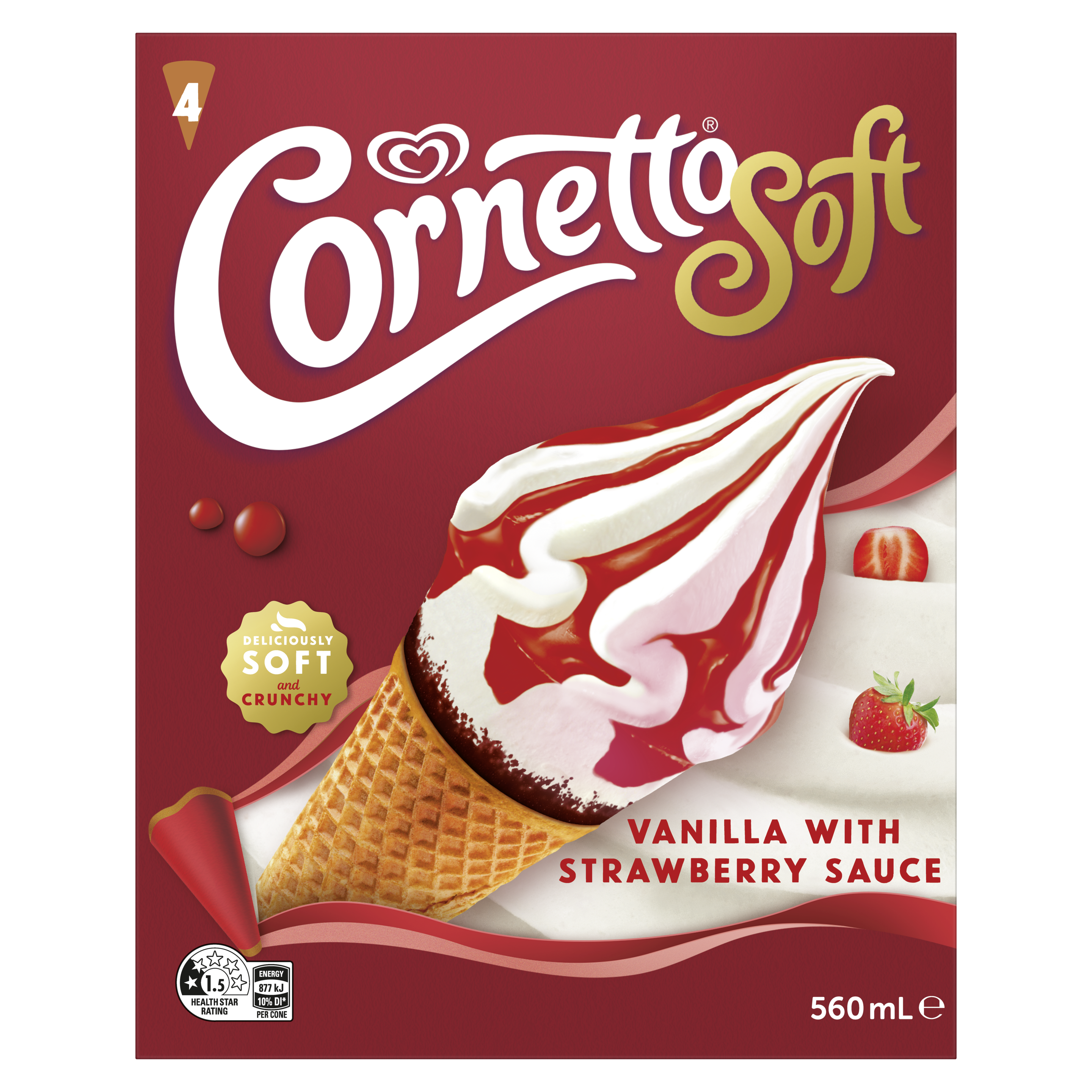 Cornetto Soft Strawberry MP4 560mL packshot