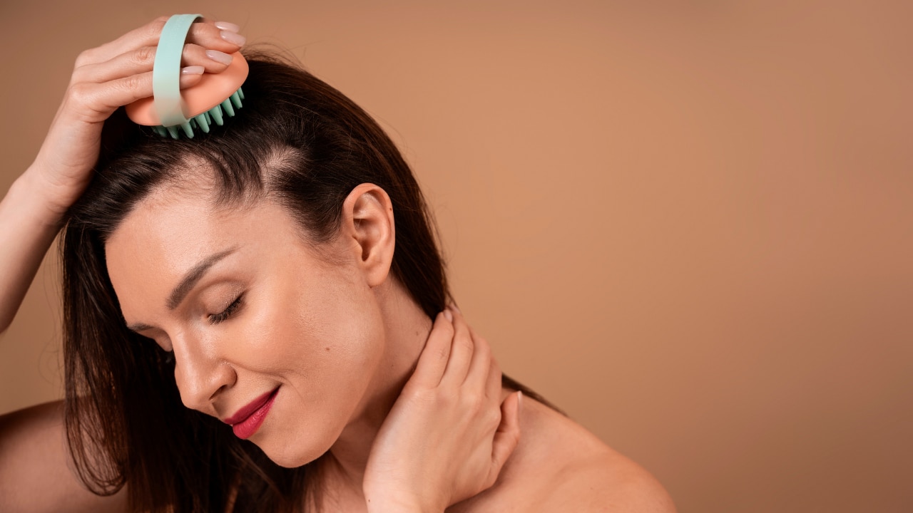 Apply to hair and scalp image