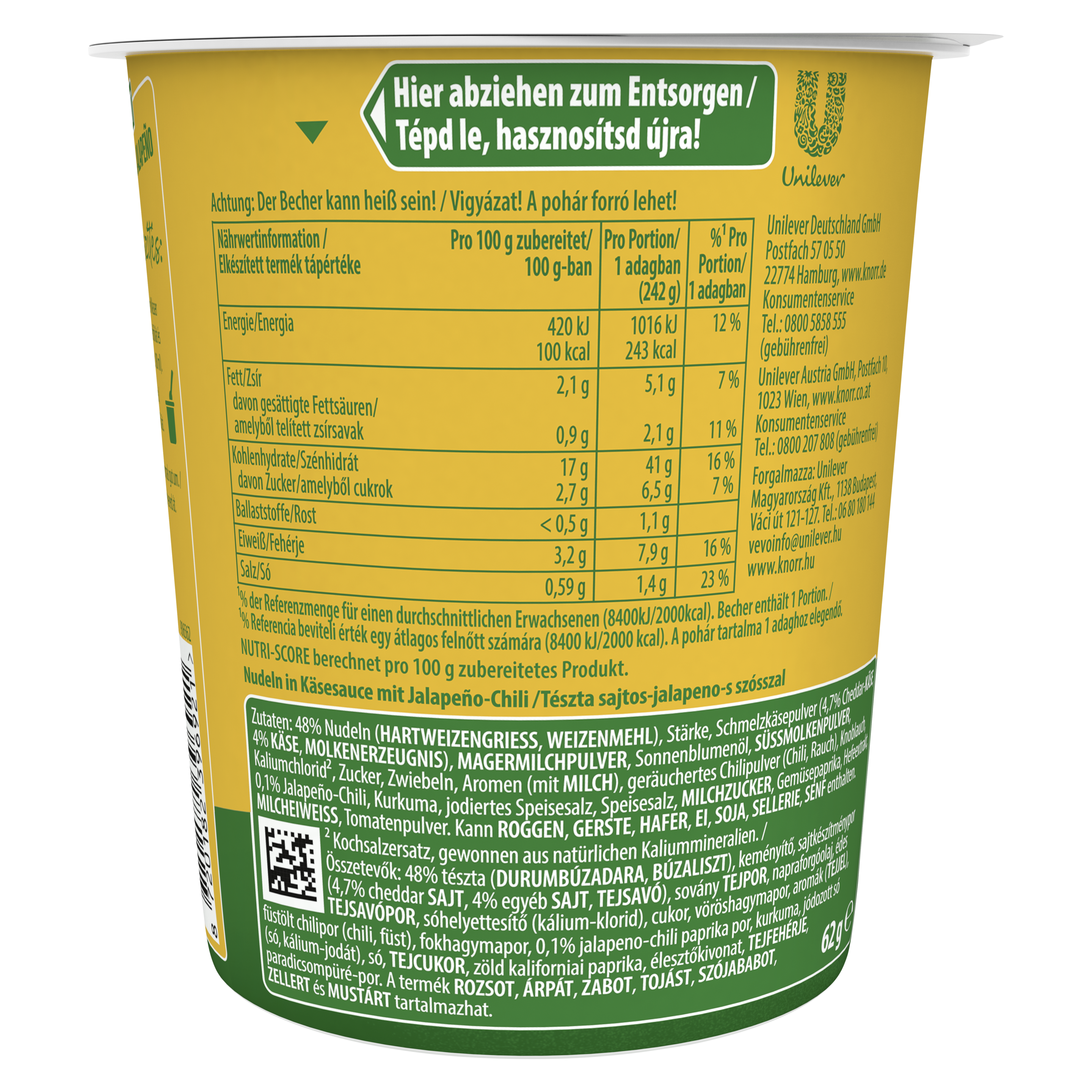 KNORR Snack tészta Mac&Cheese Jalapeno