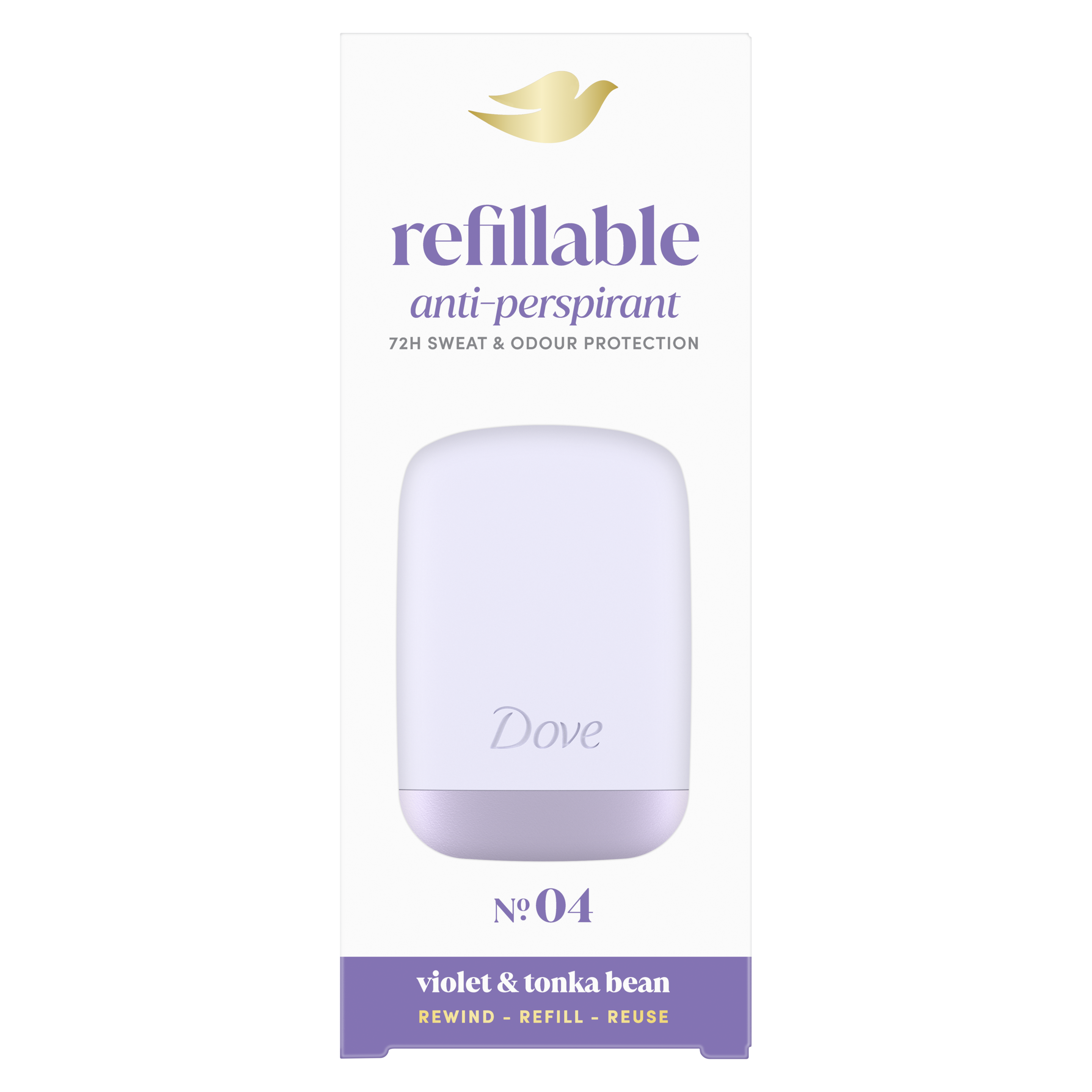 Dove 72hr Violet & Tonka Bean Deodorant Refill + Case Starter Kit 35ml packshot