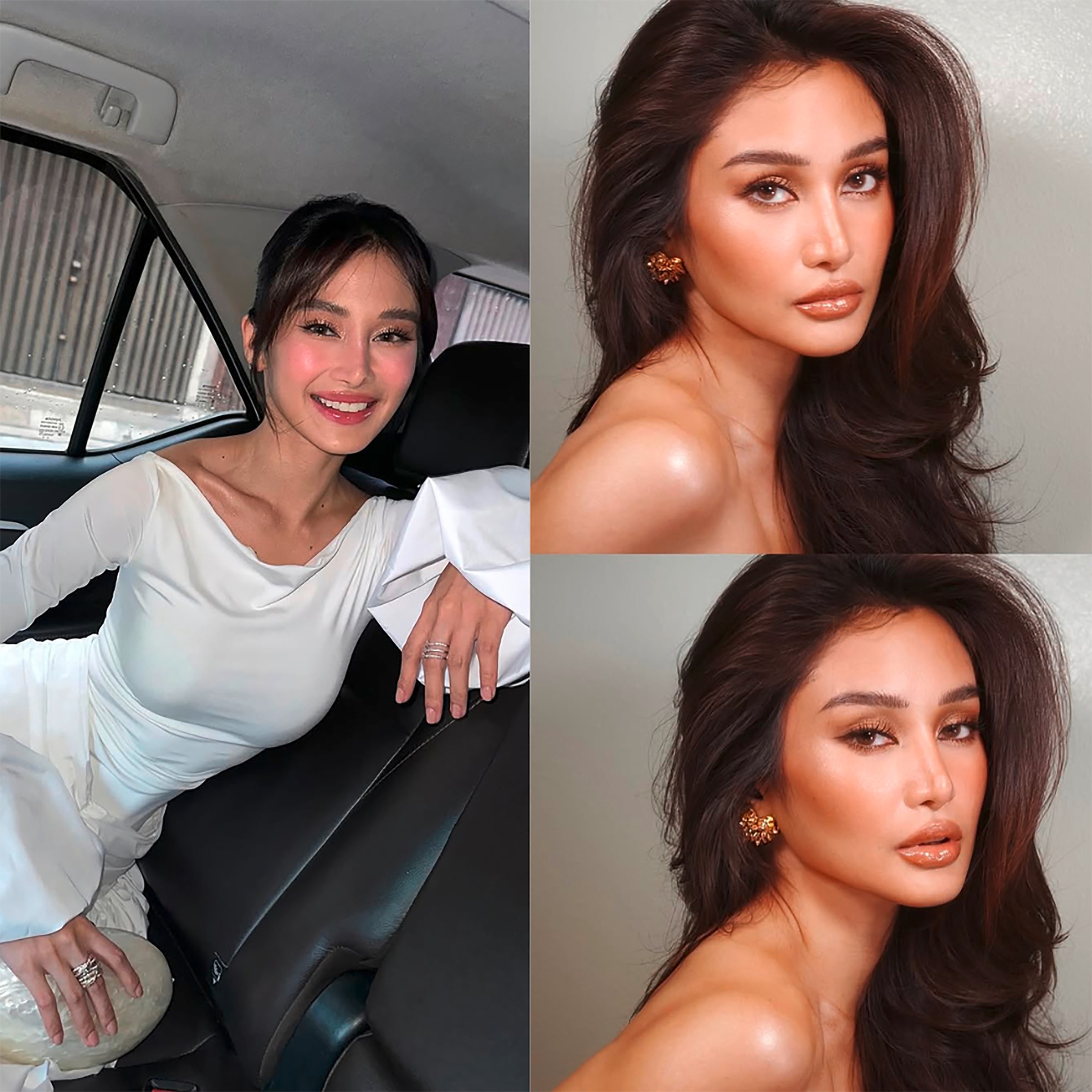 Actress posing to show her face profile.