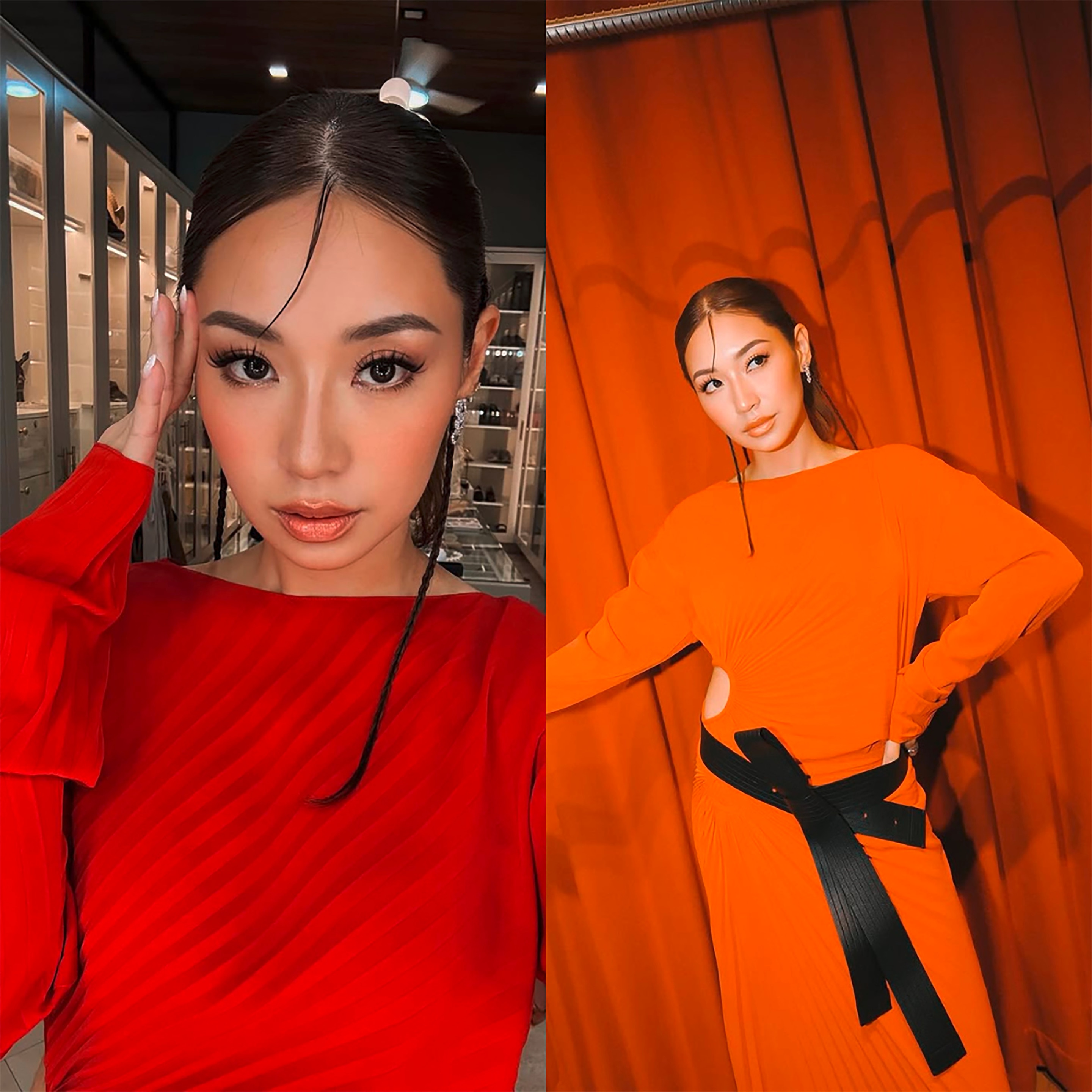 Lifestyle creator poses for a close-up and full body shot.