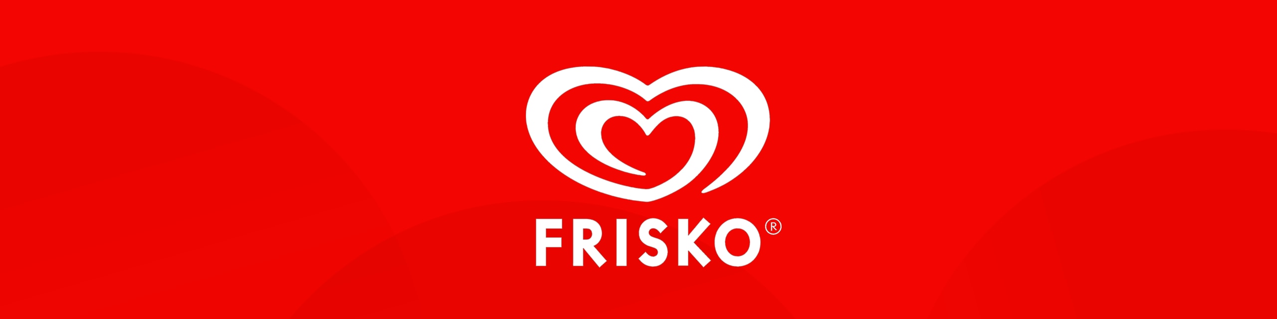 Frisko Hvidt hjerte logo på rød baggrund