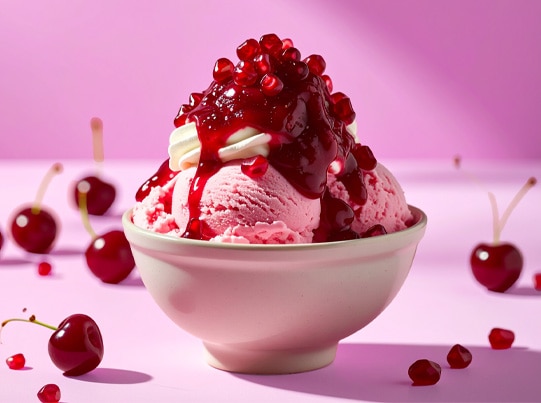 Cherry Strawberry Sundae made with strawberry ice cream