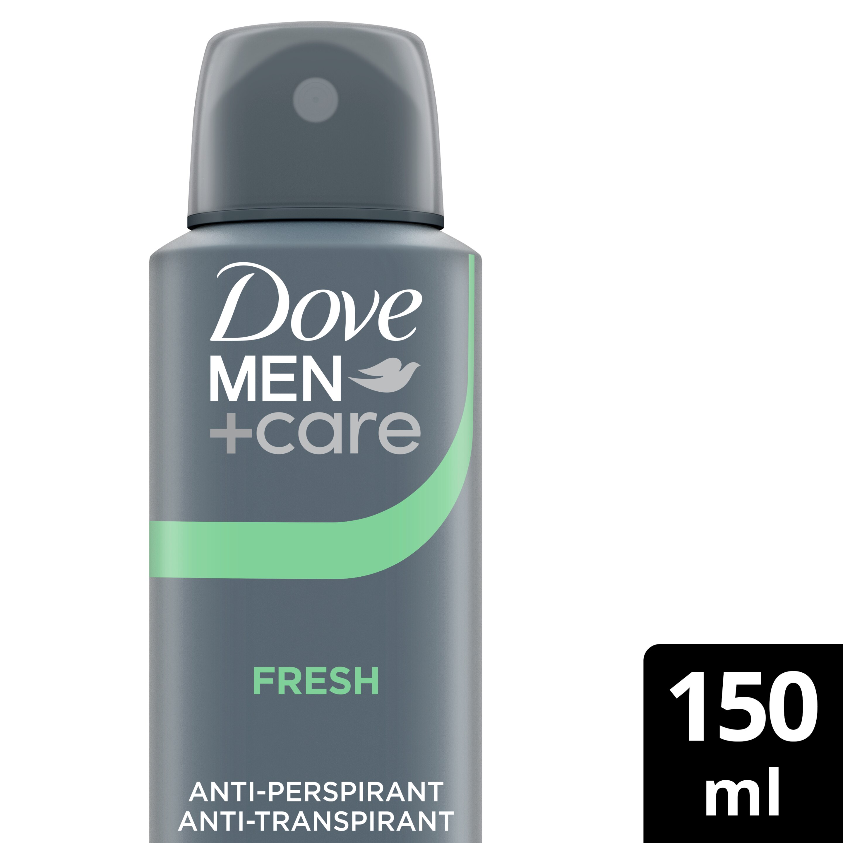 Dove Men+Care Fresh Deodorant Spray with ¼ moisturising cream Anti-Perspirant Aerosol for 48 hour sweat and odour protection 150 ml packshot