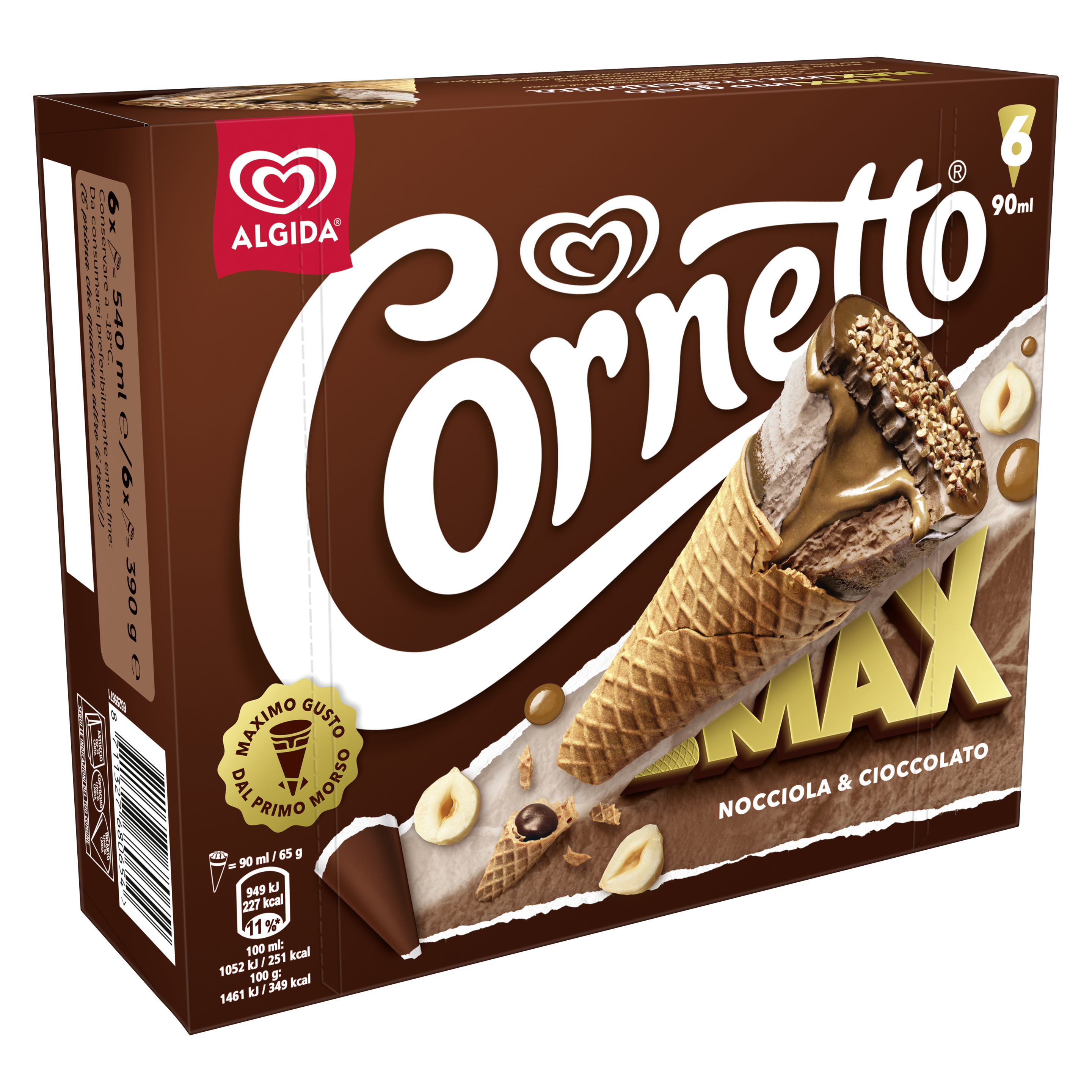 CORNETTO MAX NOCCIOLA & CIOCCOLATO X6 packshot