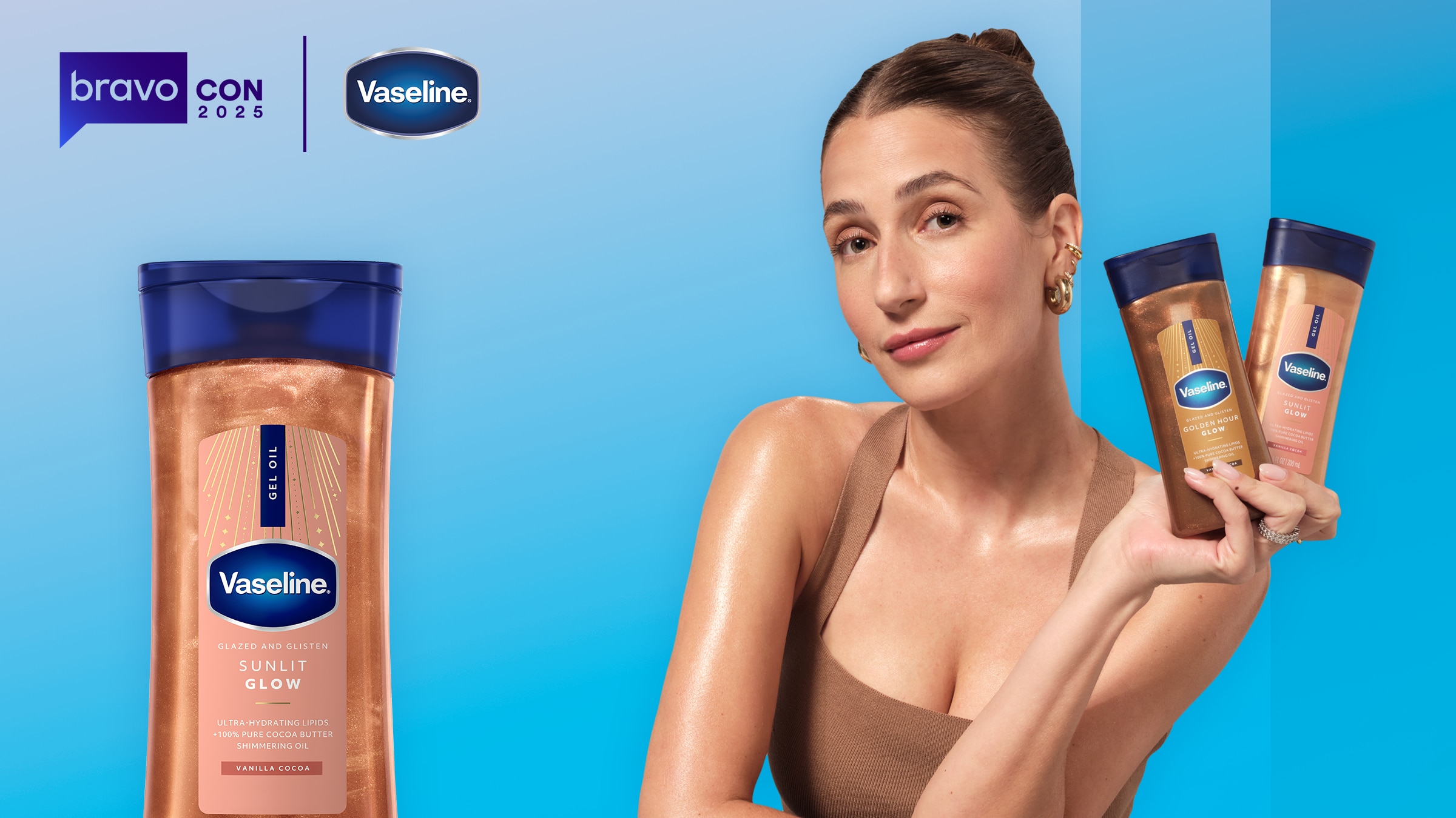 Amanda Batula holdig Vaseline shimmer gel oils