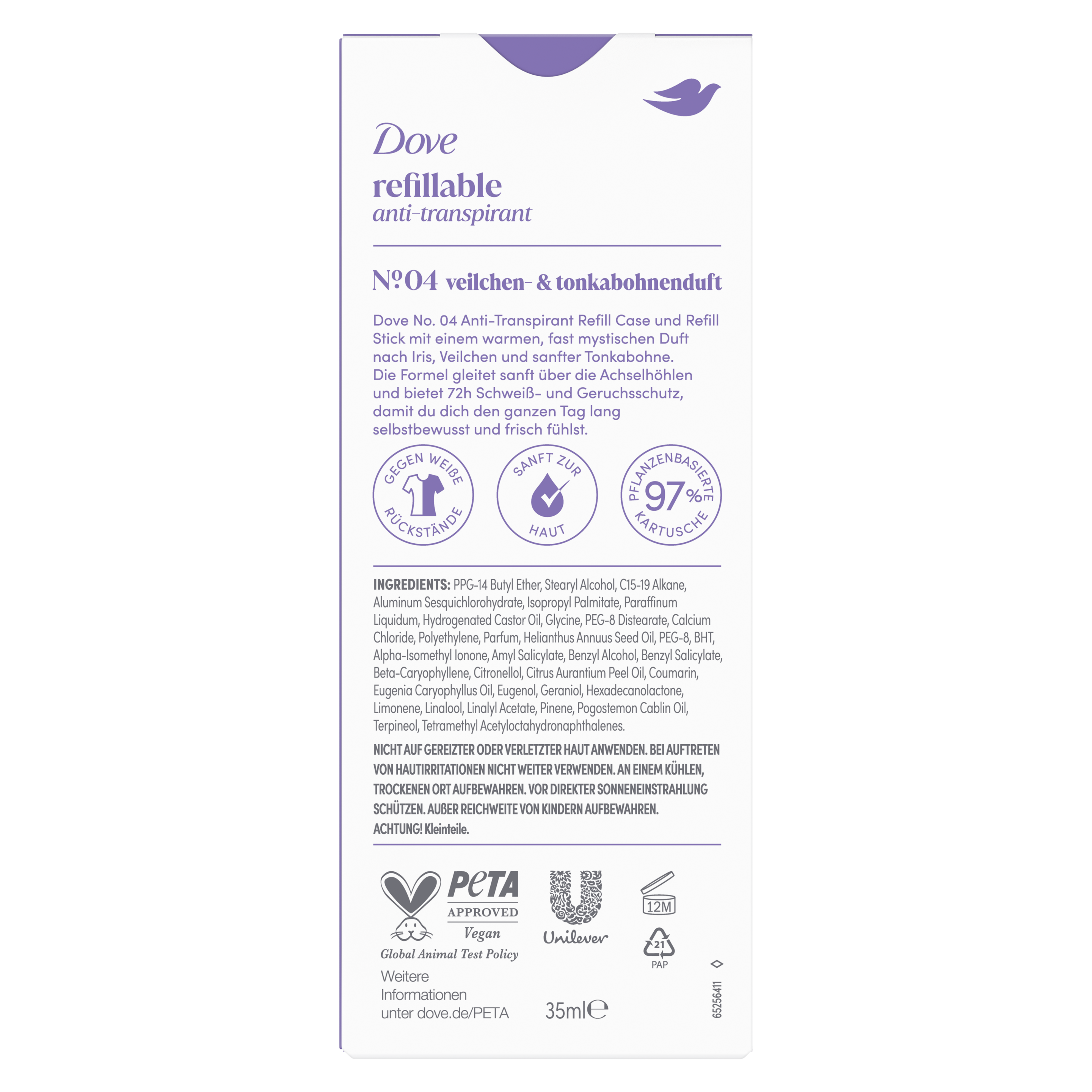 Dove Refillable Anti-Transpirant No.4 Veilchen- & Tonkabohnenduft