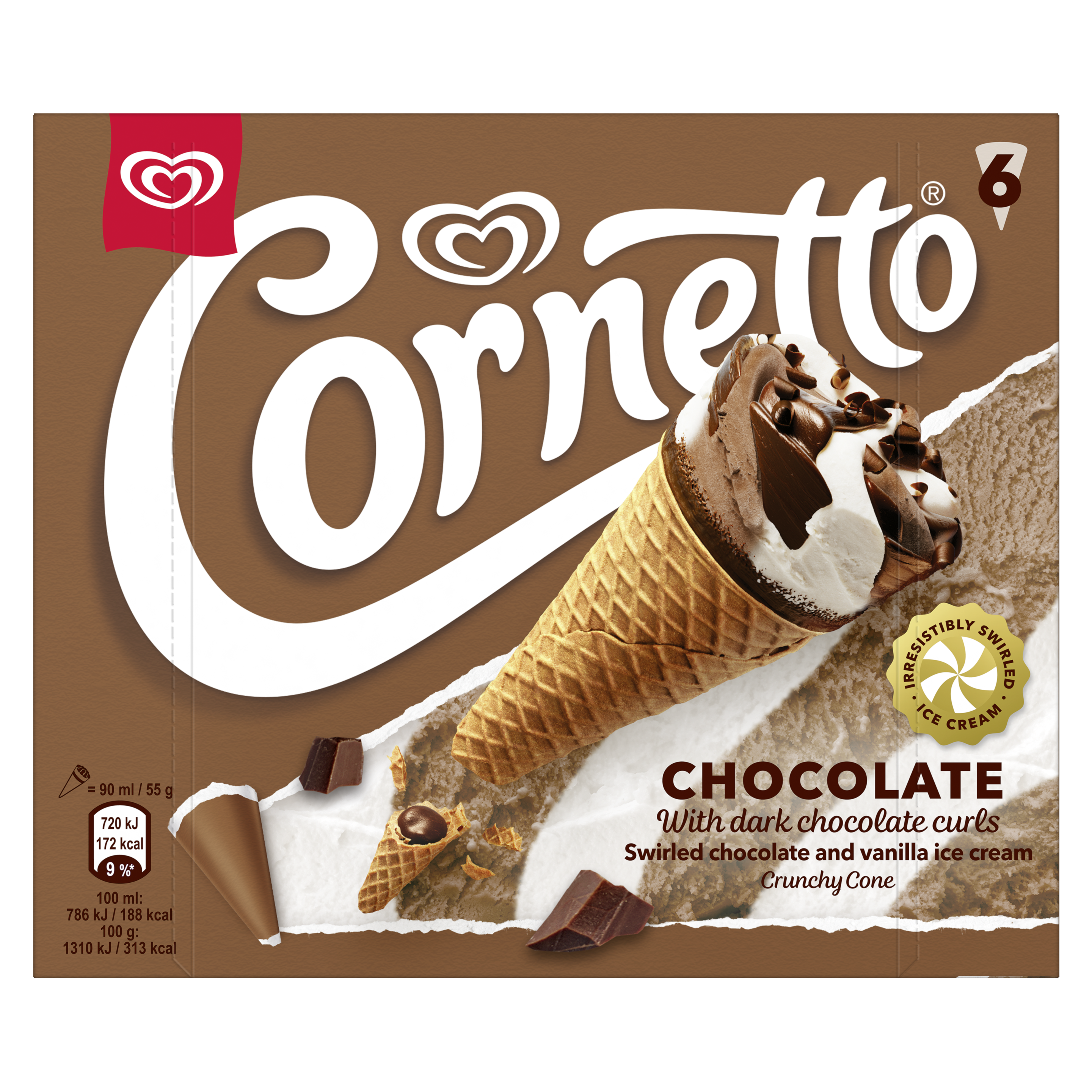 Cornetto Chocolate Cream Cones  6x 90 ml packshot
