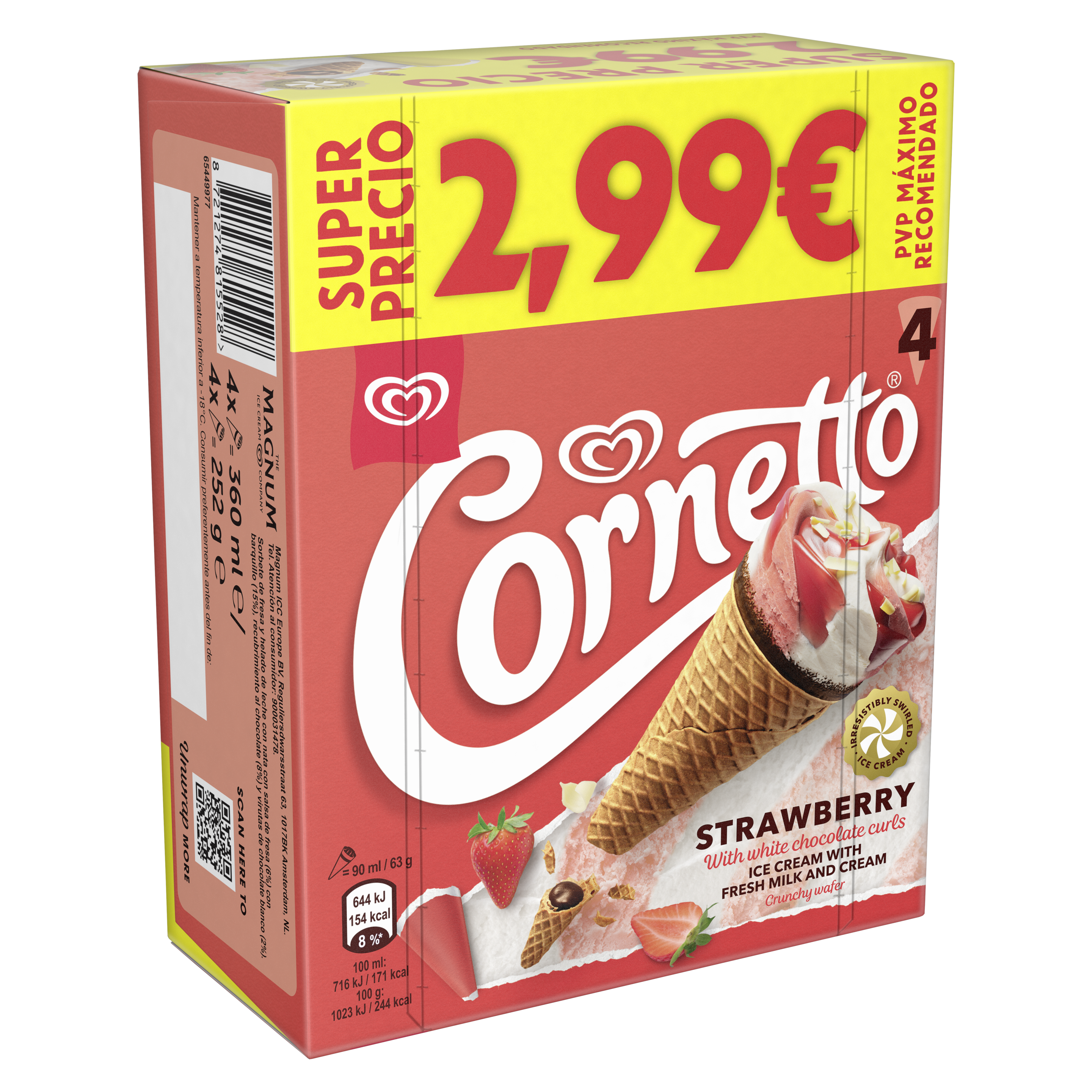 Cornetto Fresa x4 PROMO packshot