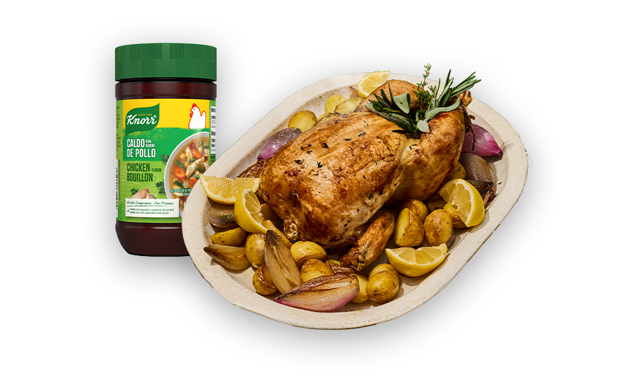 Lemon Roast Chicken with Potatoes & Shallots