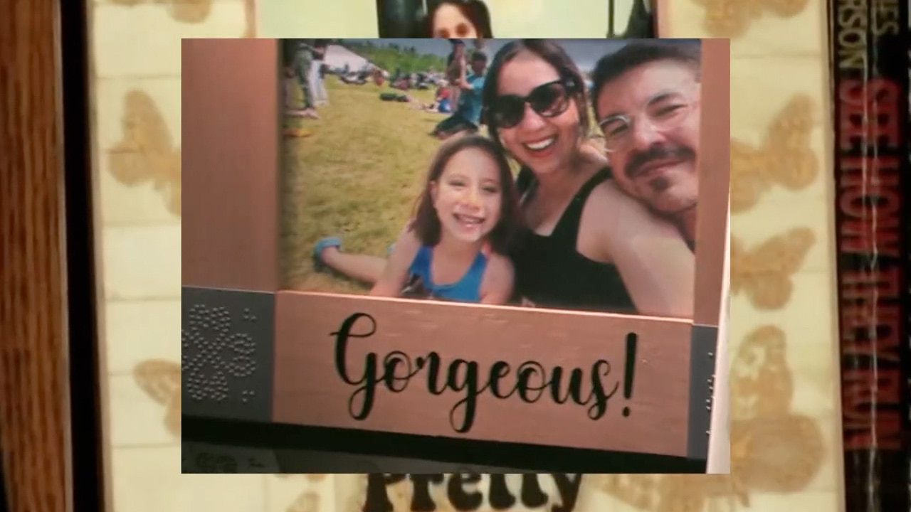 family in picture frame with the words, "gorgeous"