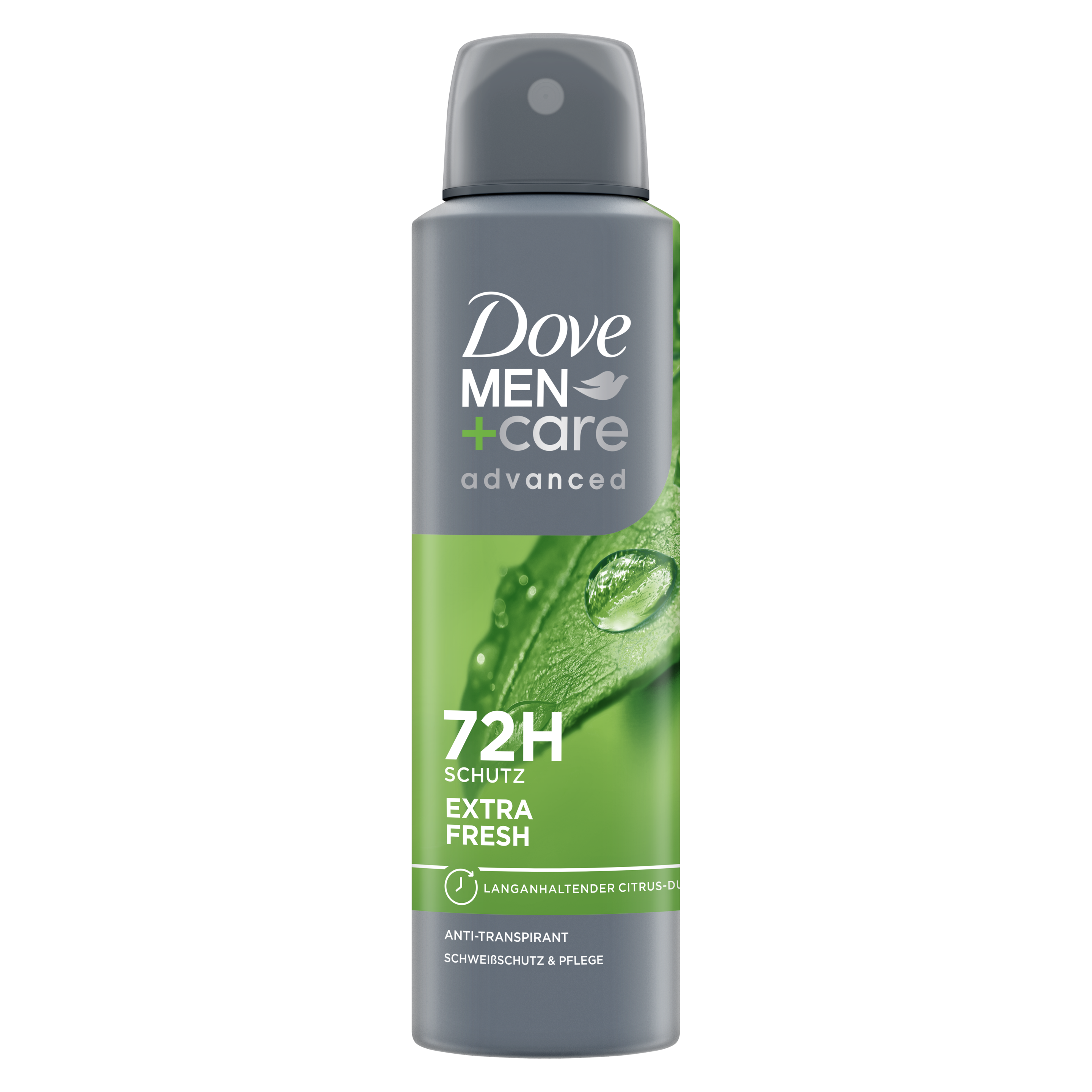 MEN+care advanced Anti-Transpirant-Spray Extra Fresh in einem grau-grünen Design packshot