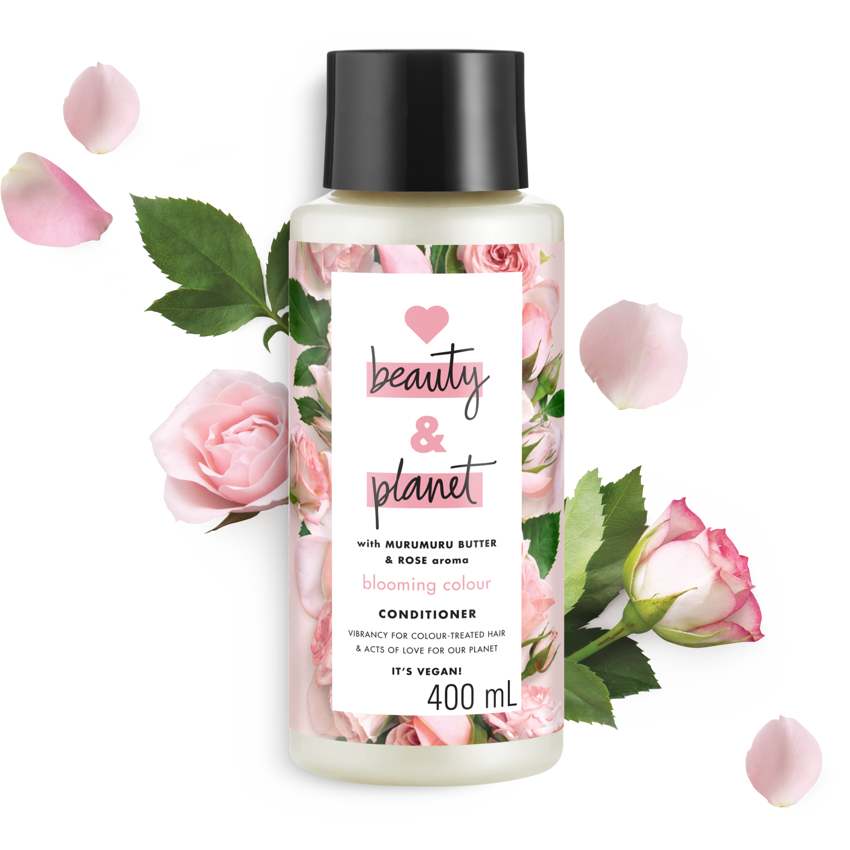 Front of conditioner pack Love Beauty Planet Murumuru Butter & Rose Oil Conditioner Blooming Color 13.5ml