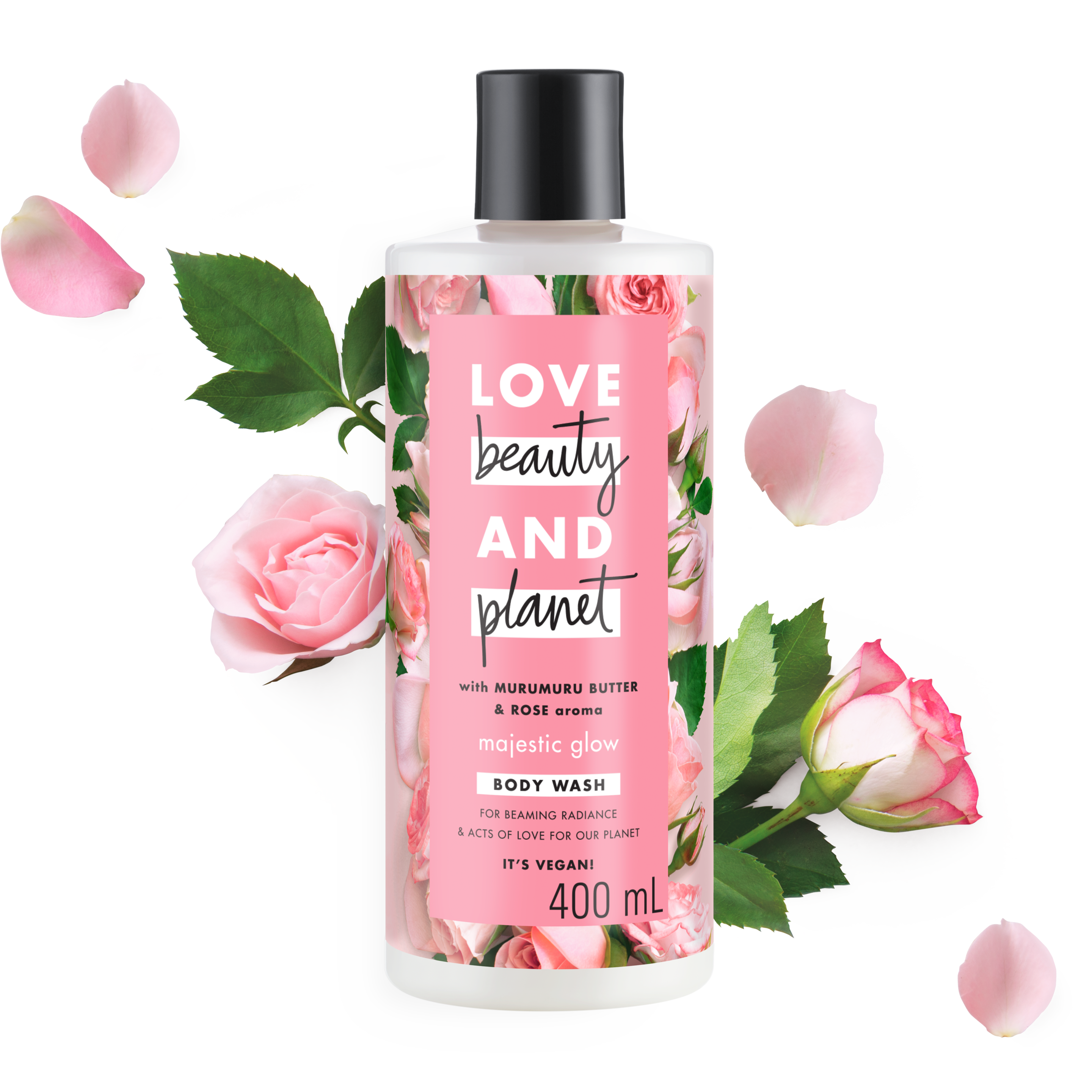 Front of body wash pack Love Beauty Planet Murumuru Butter & Rose Body Wash Bountiful Moisutre 16ml