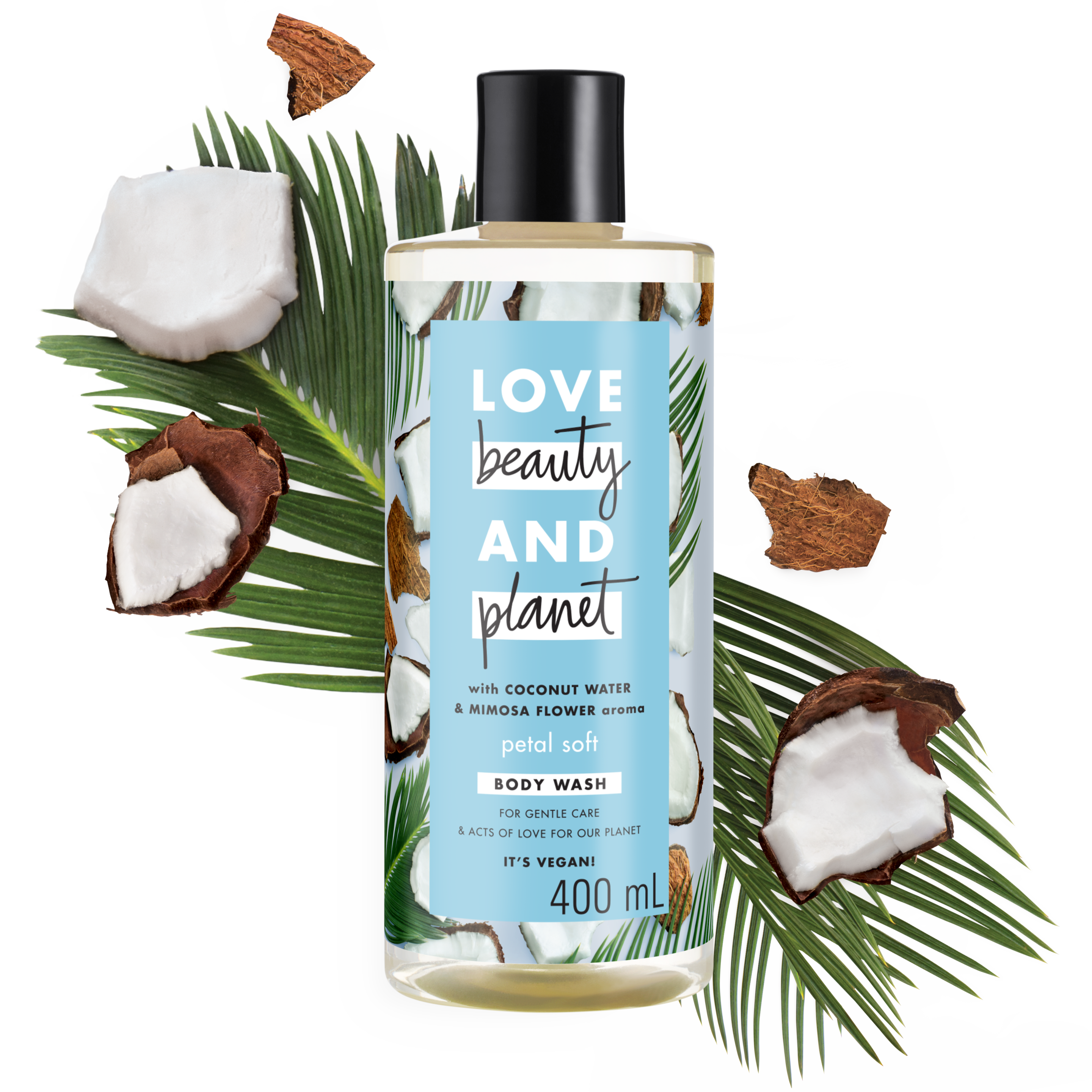 Front of body wash pack Love Beauty Planet Coconut Water & Mimosa Flower Body Wash Radical Refresher 16ml