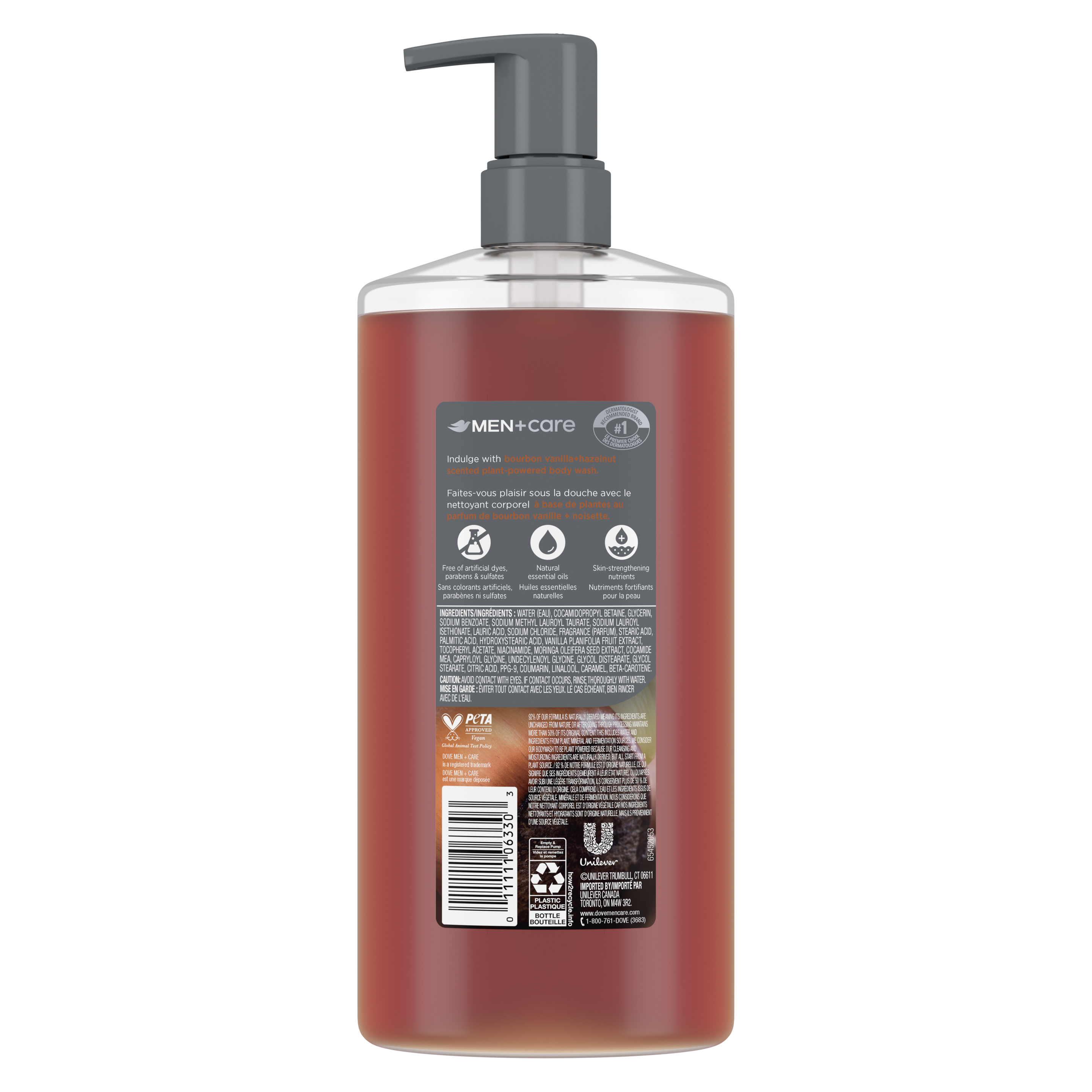 Men+Care Plant-Based Bourbon Vanilla+Hazelnut Body Wash