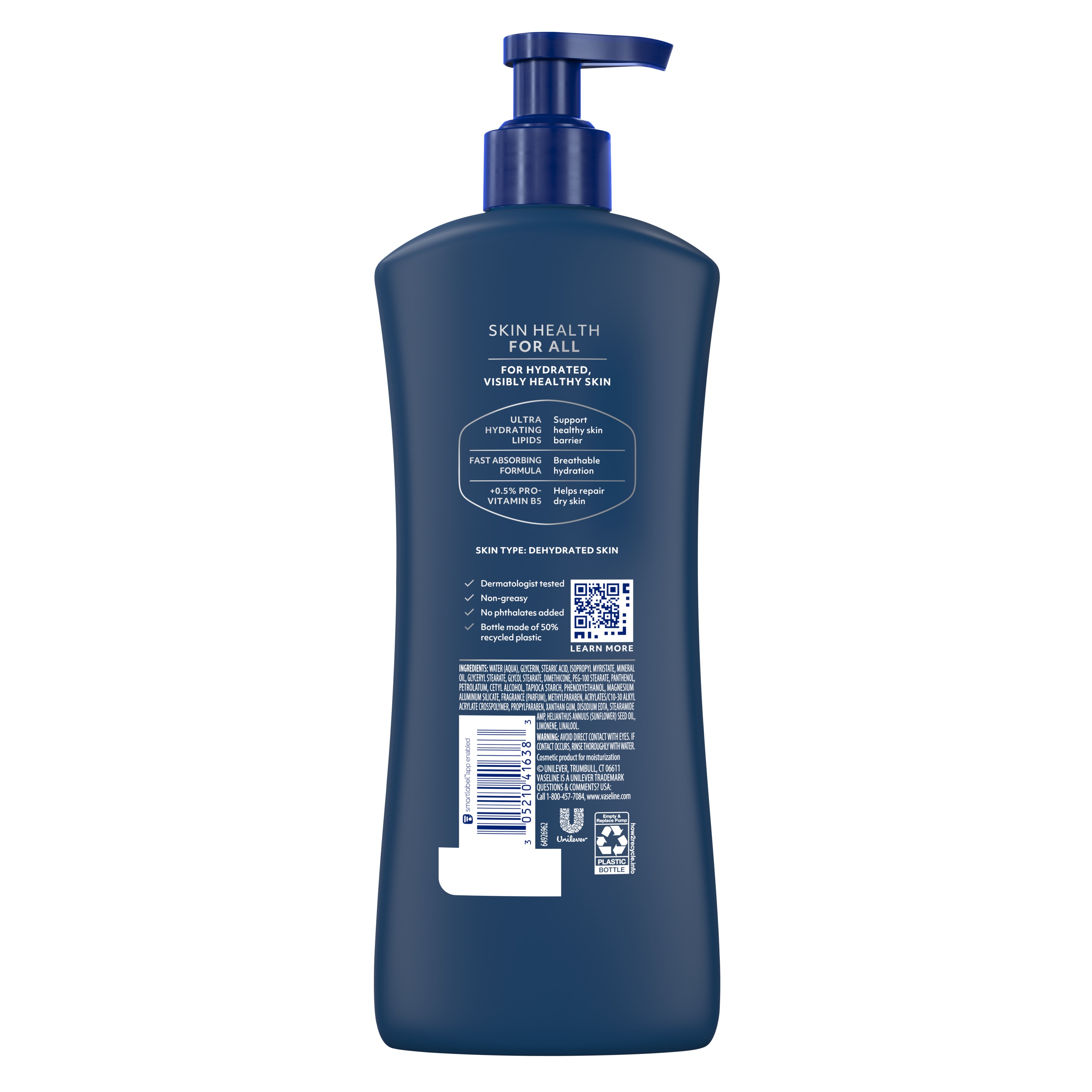 Vaseline® Men Fast Absorbing Lotion back of pack