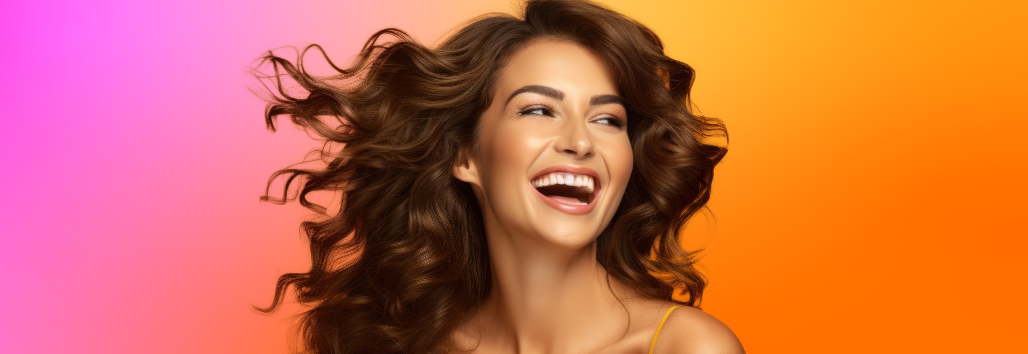 An image used for Sunsilk campaign showing a woman smiling and having fun.