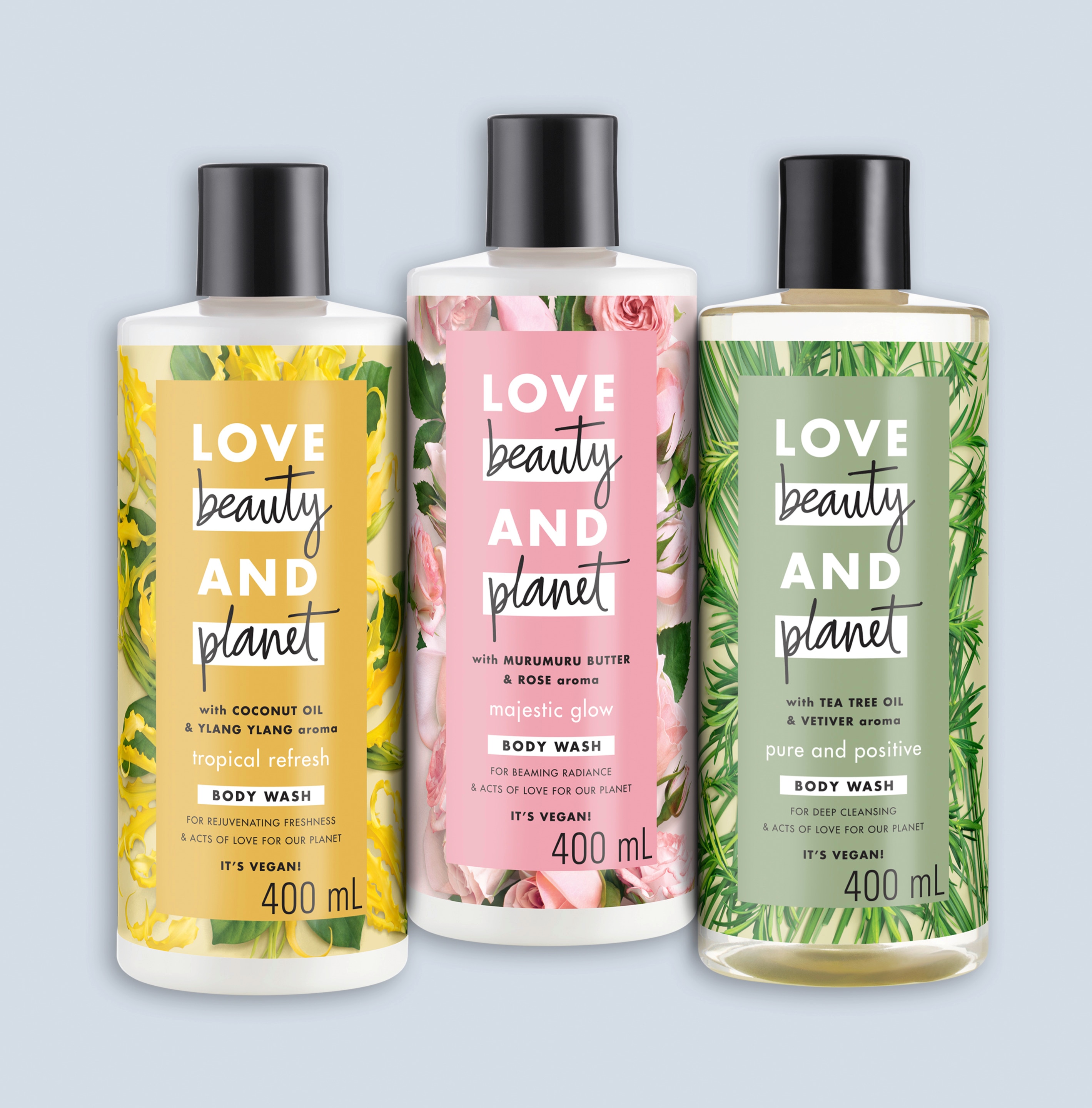 Body wash with 3 bottles