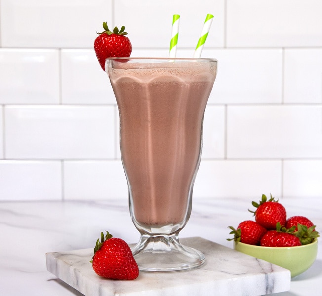 Breyers Low Carb strawberry milkshake made with CarbSmart ice cream