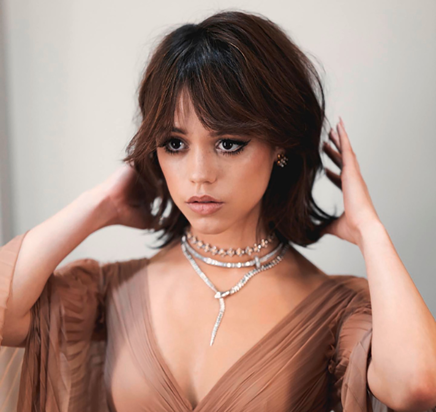 American actress in a cutout gown.