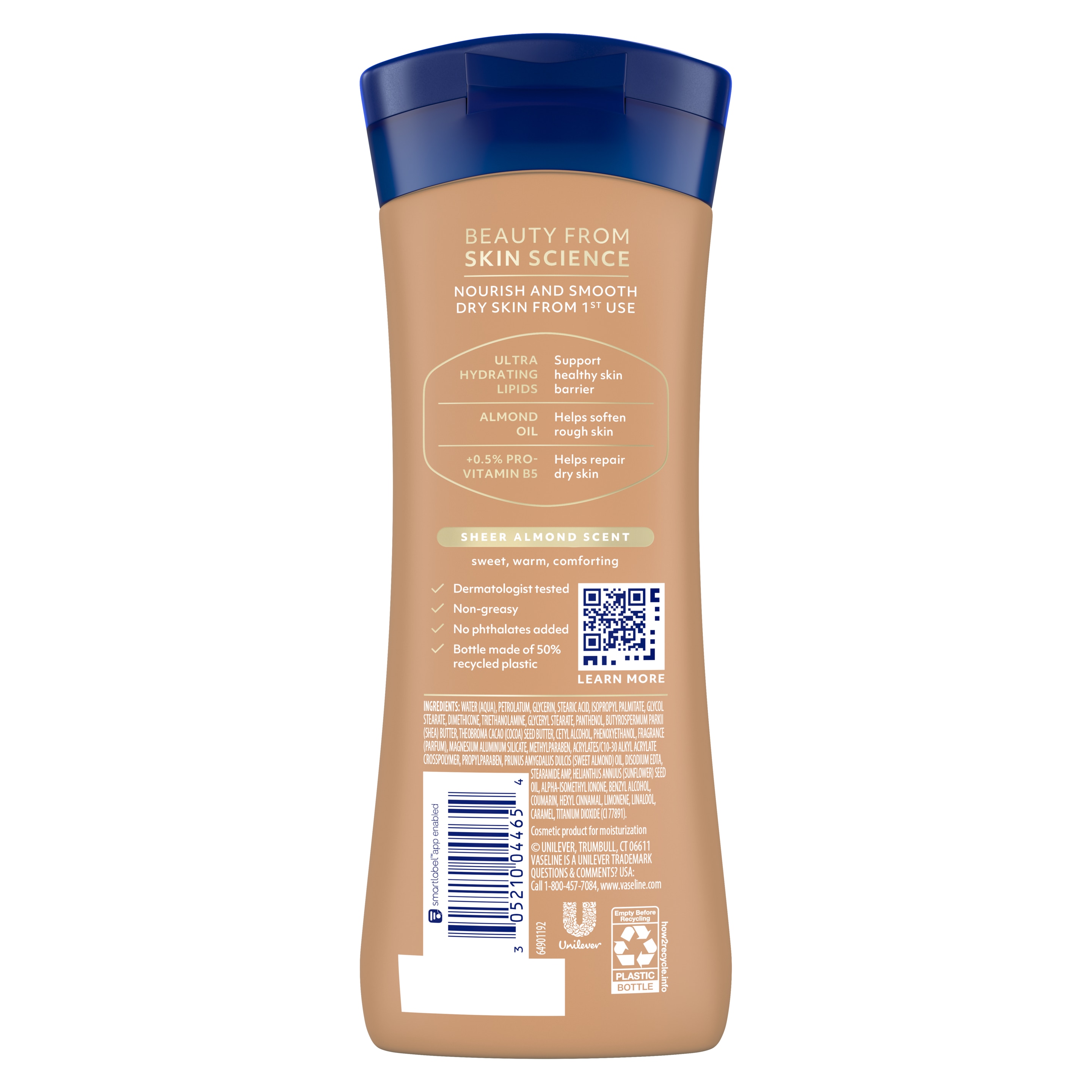Vaseline® Intensive Care™ Almond Smooth Lotion Lotion back of pack