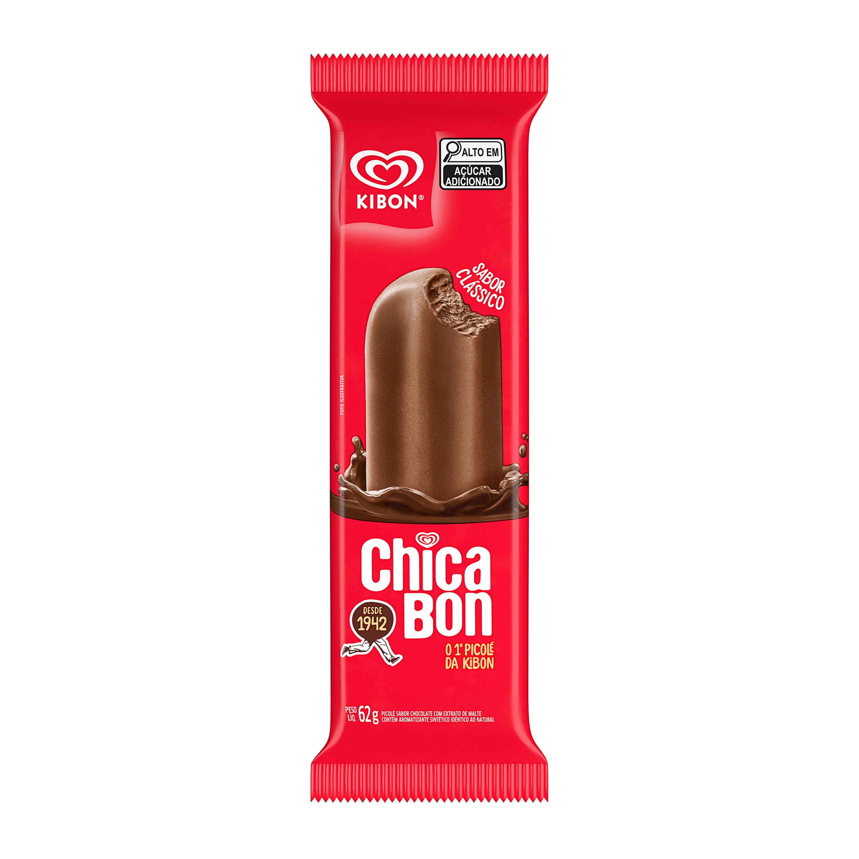 Chicabon sabor original o 1º picolé da Kibon desde 1942 packshot