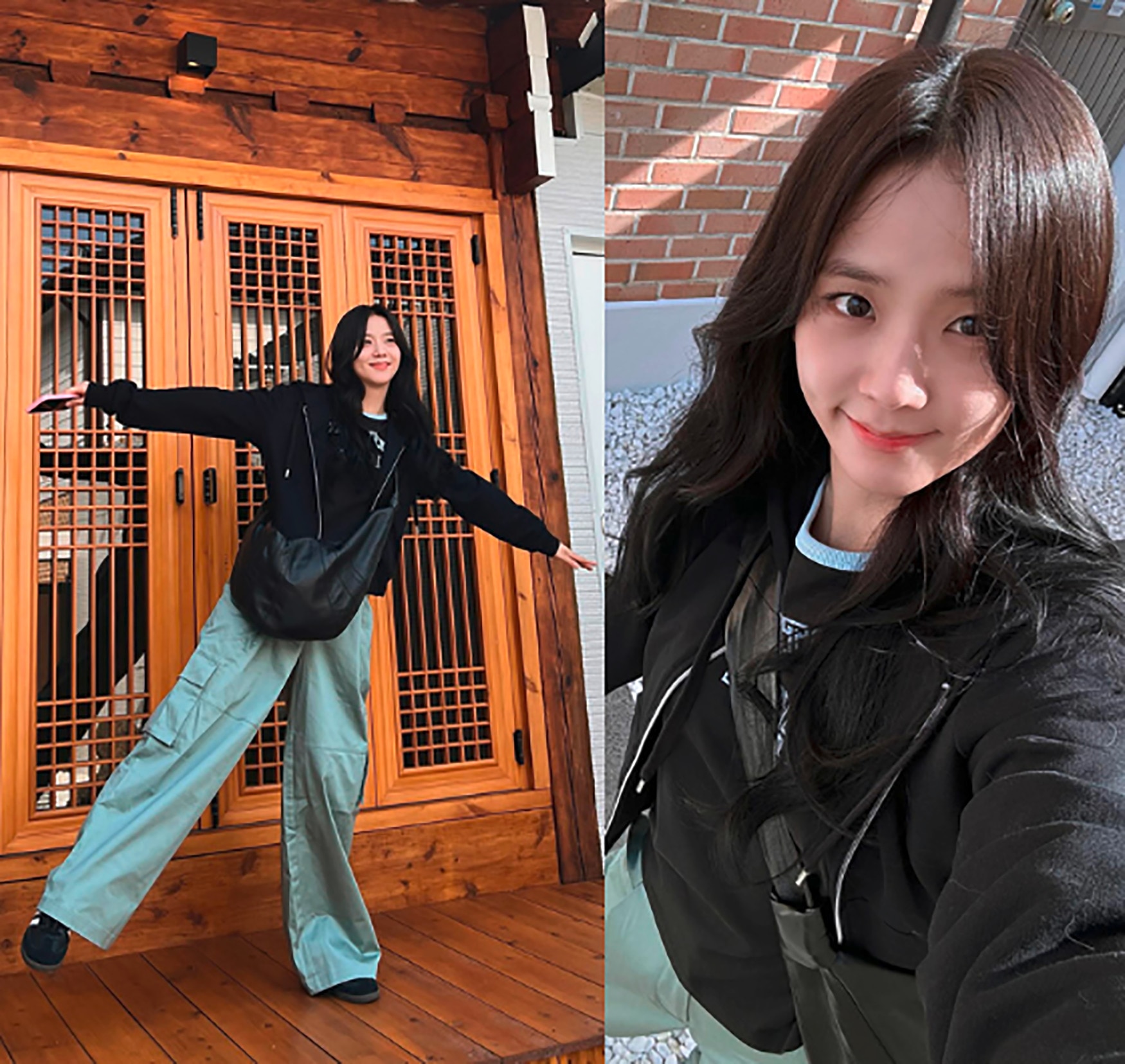 Woman in off-duty outfit.