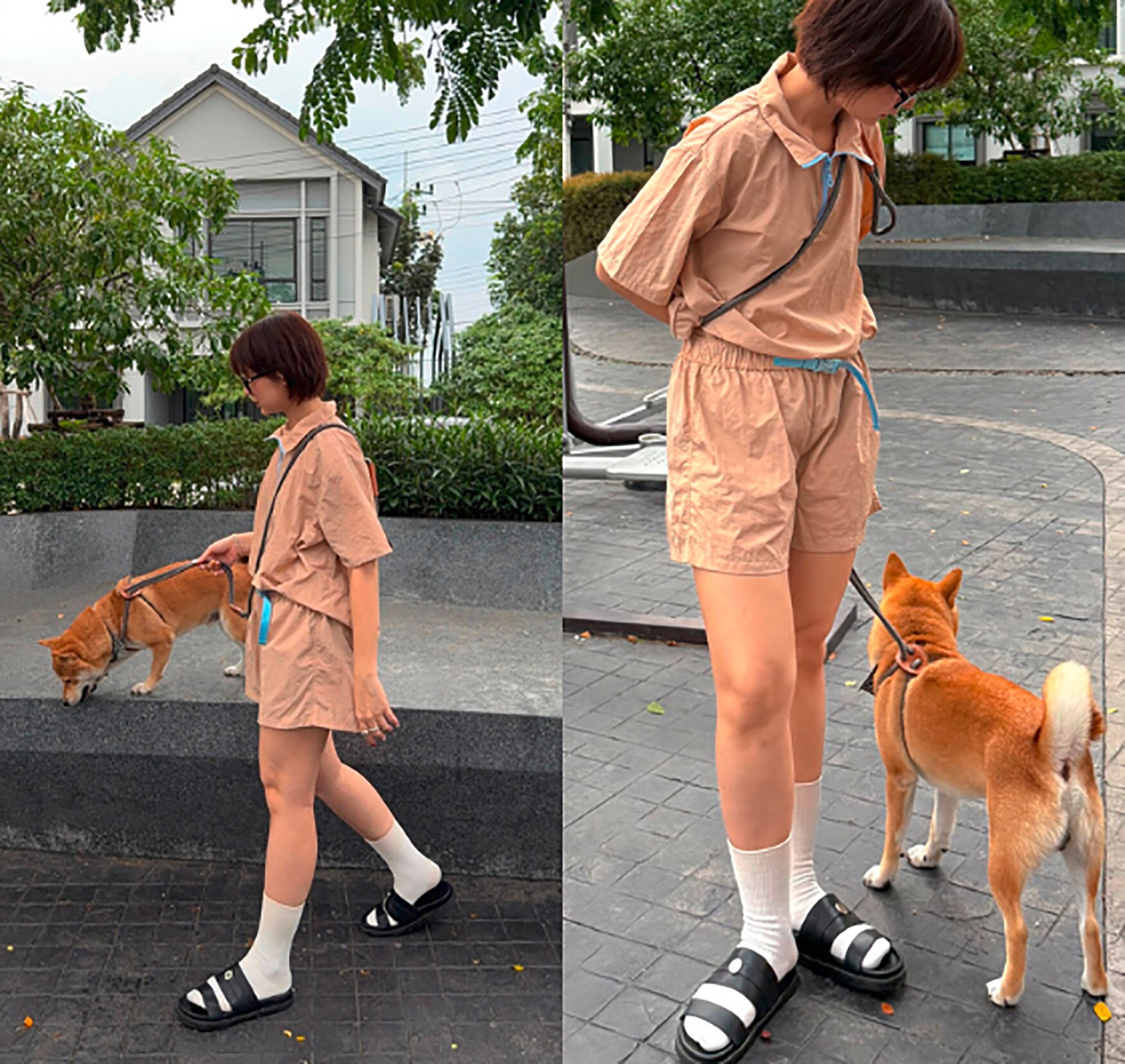 Woman in casual co-ordinates.