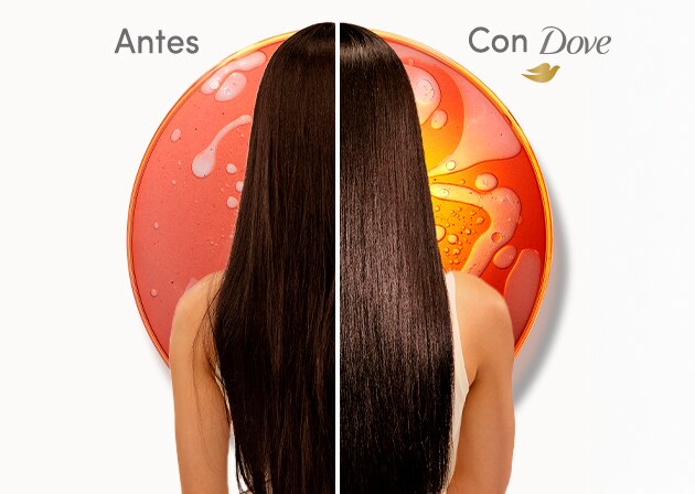 Antes y despues con el producto Óleo UV Repair & Glow de Dove