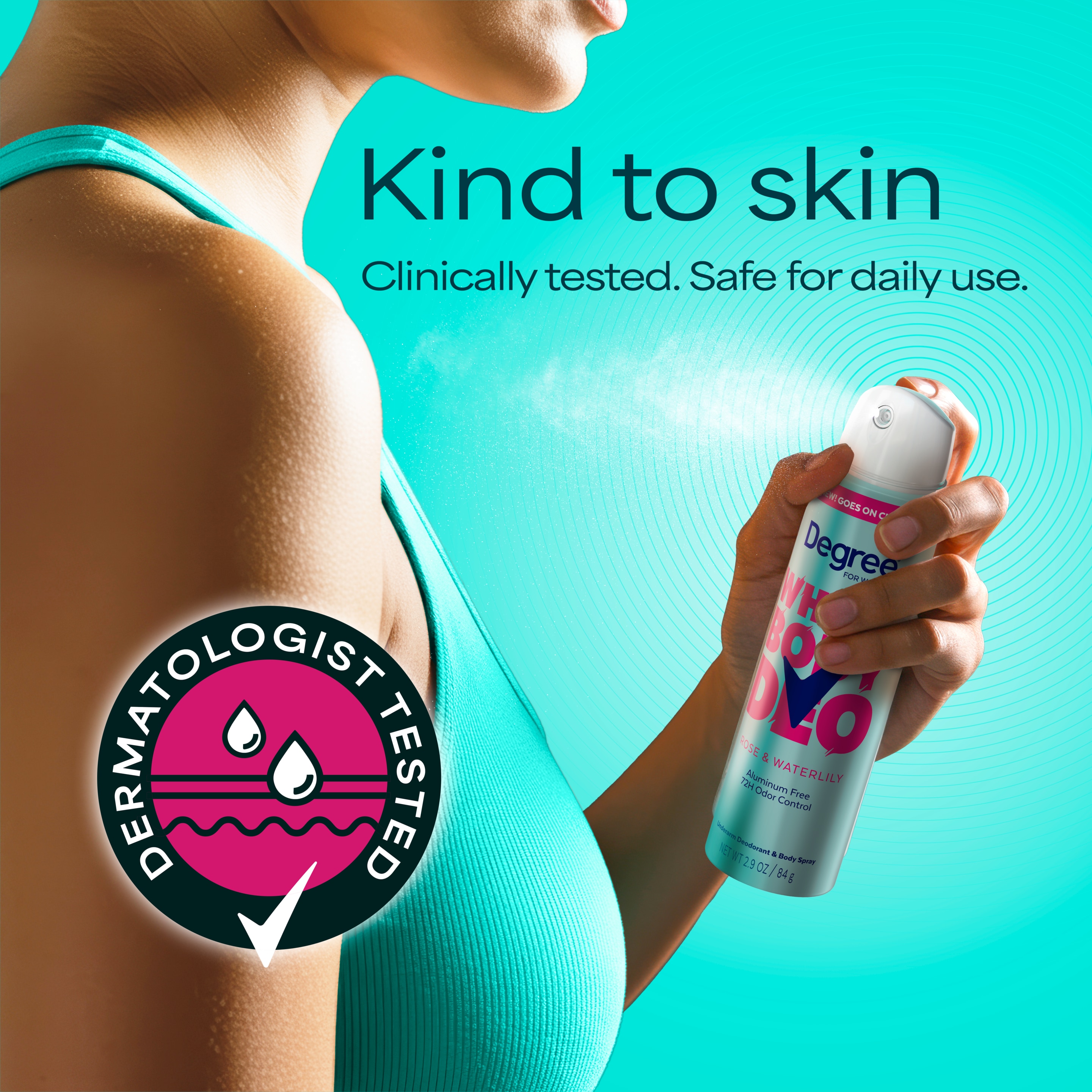 Rose & Waterlily Whole Body Deodorant Spray For Women, Aluminum Free