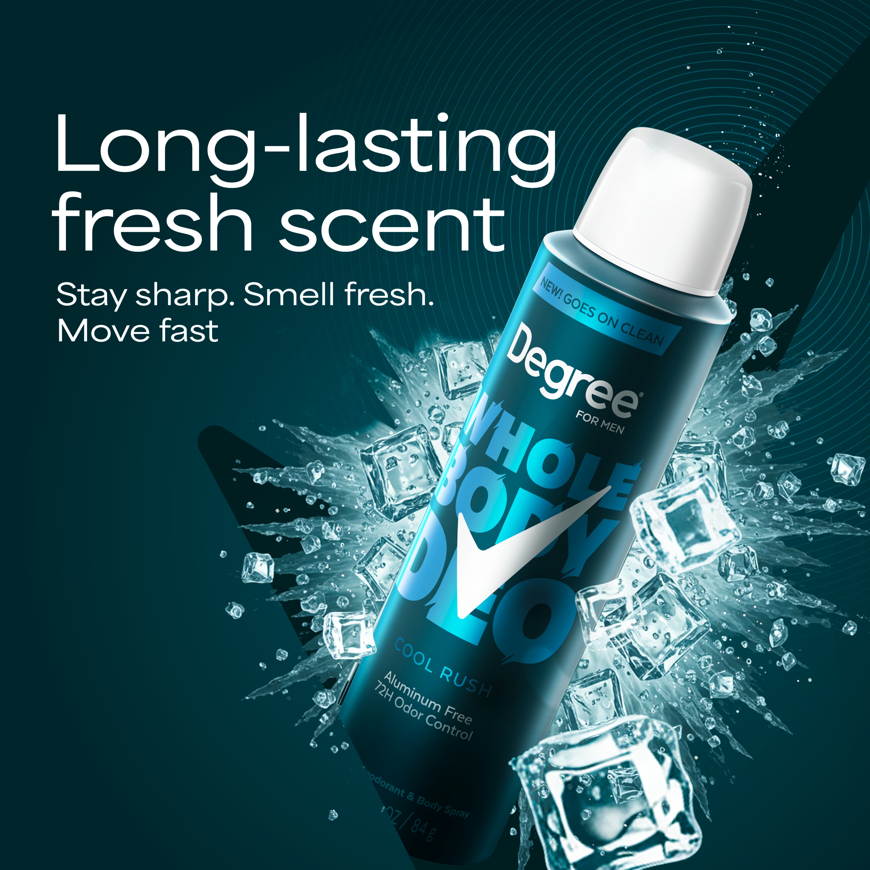 Cool Rush Whole Body Deodorant Spray For Men, Aluminum Free