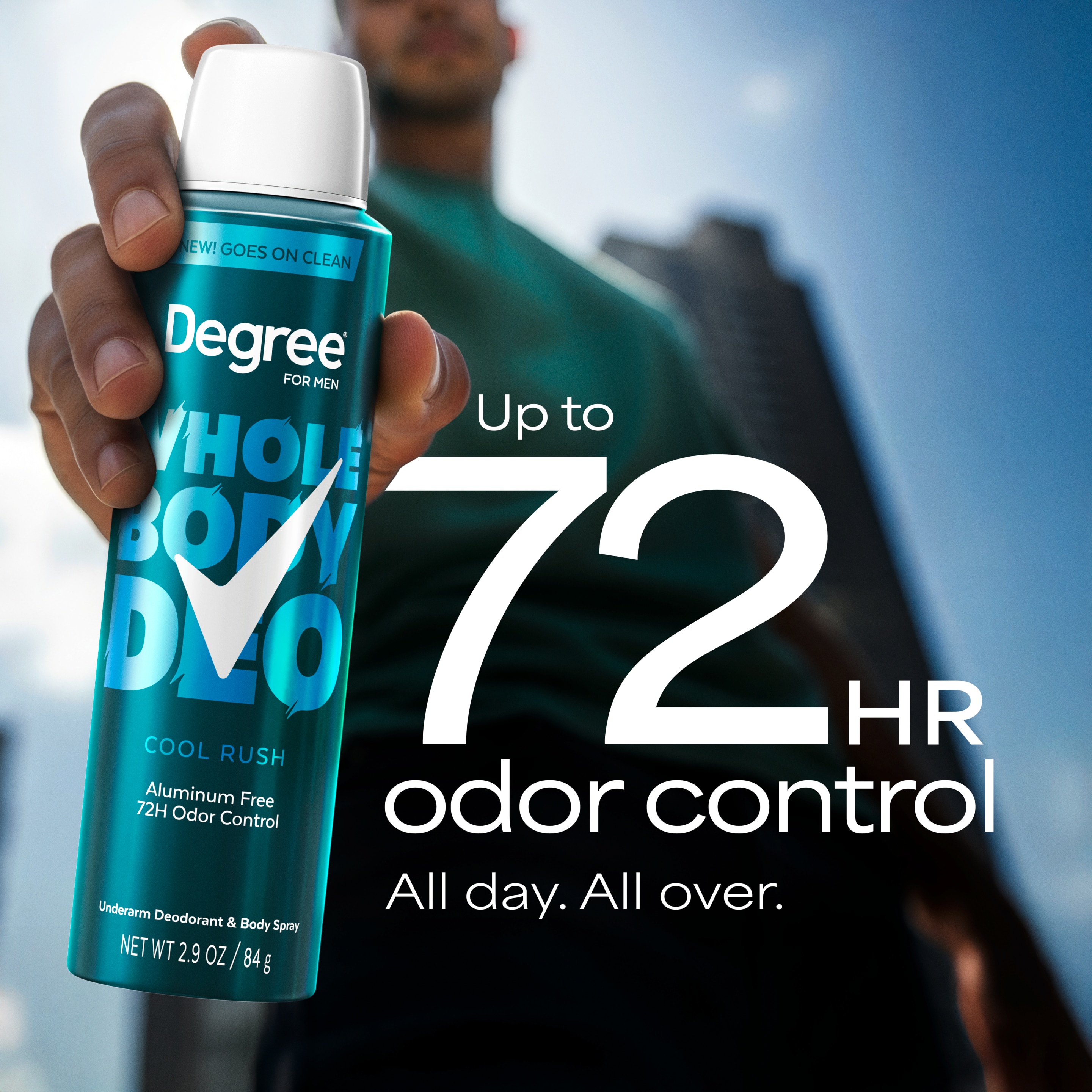 Cool Rush Whole Body Deodorant Spray For Men, Aluminum Free