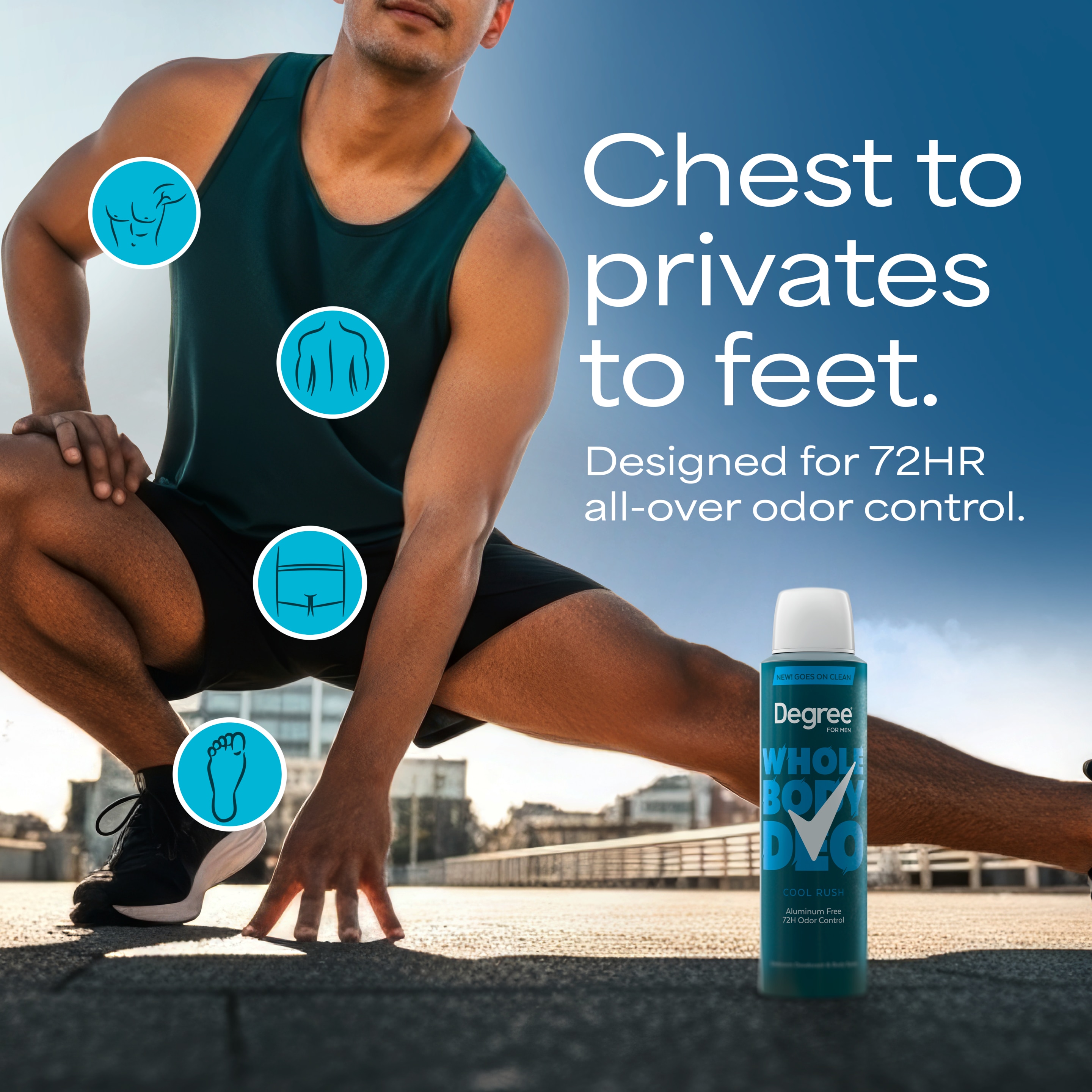 Cool Rush Whole Body Deodorant Spray For Men, Aluminum Free